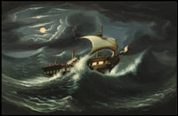 Dramatic Sailing Adventure Under Moonlit Skies Poster