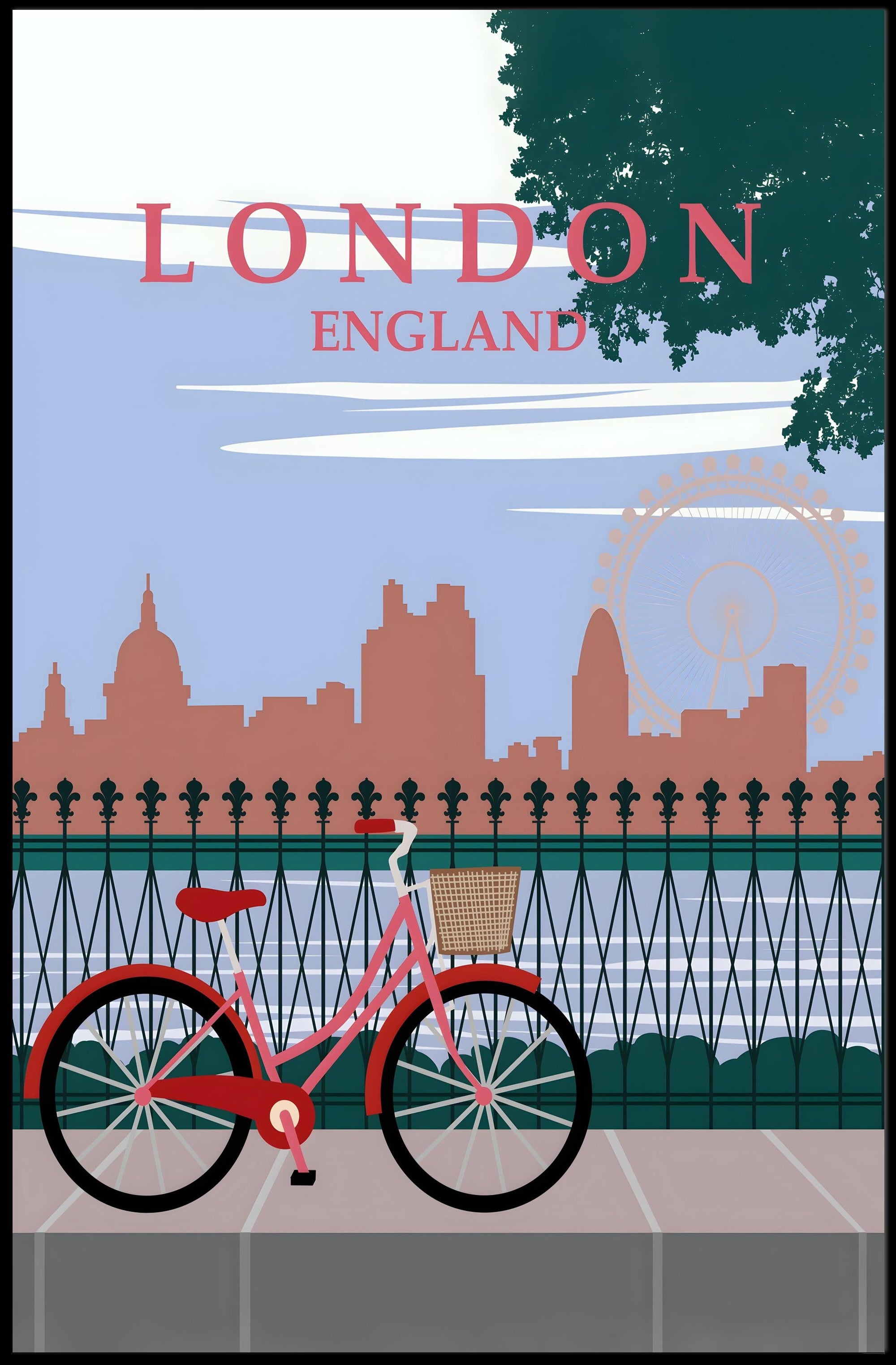 London Cityscape Silhouette: Bold Lettering Travel Poster