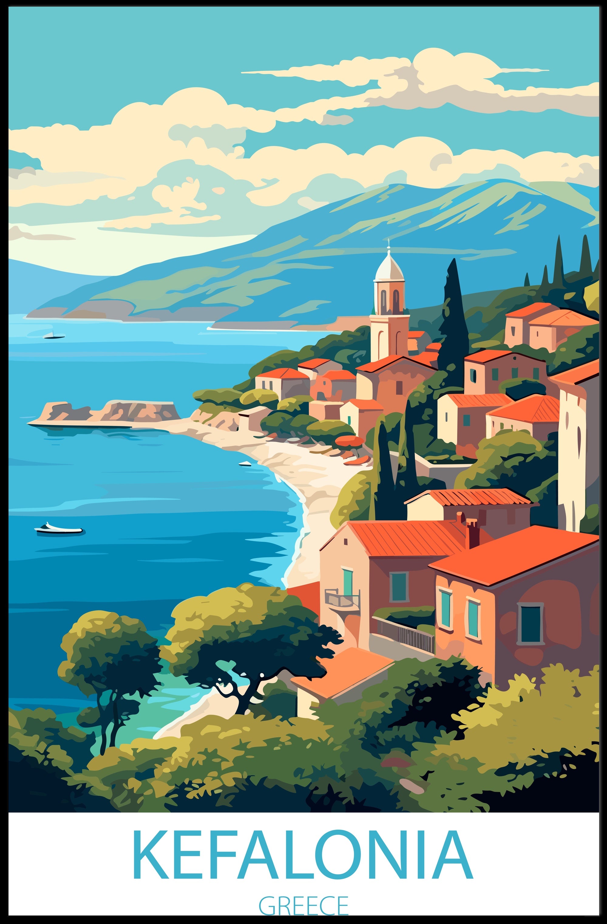 Kefalonia Coastal Charm Travel Poster