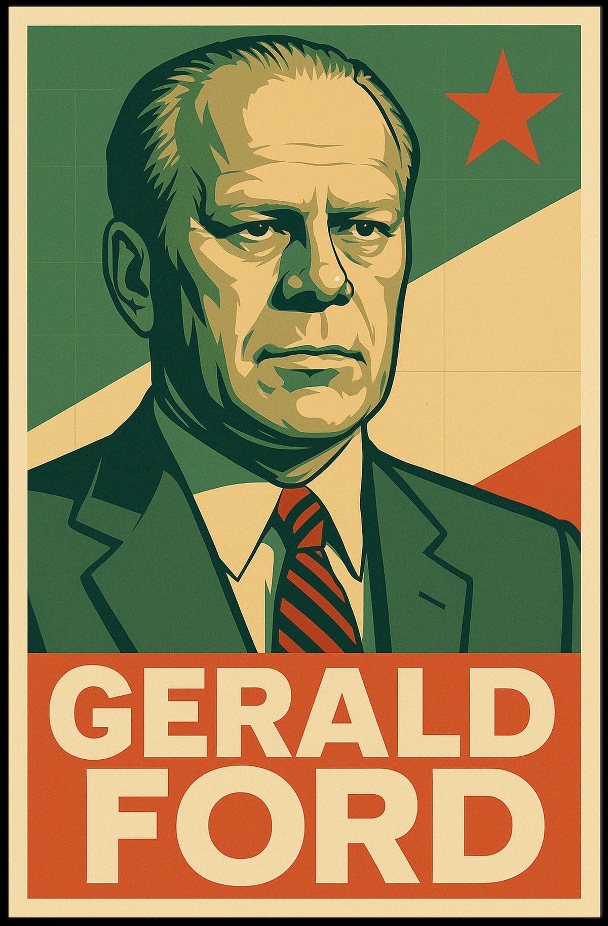 Gerald Ford Presidential Portrait Historical Figure Photography Realism Iconic American Heritage Decor Poster