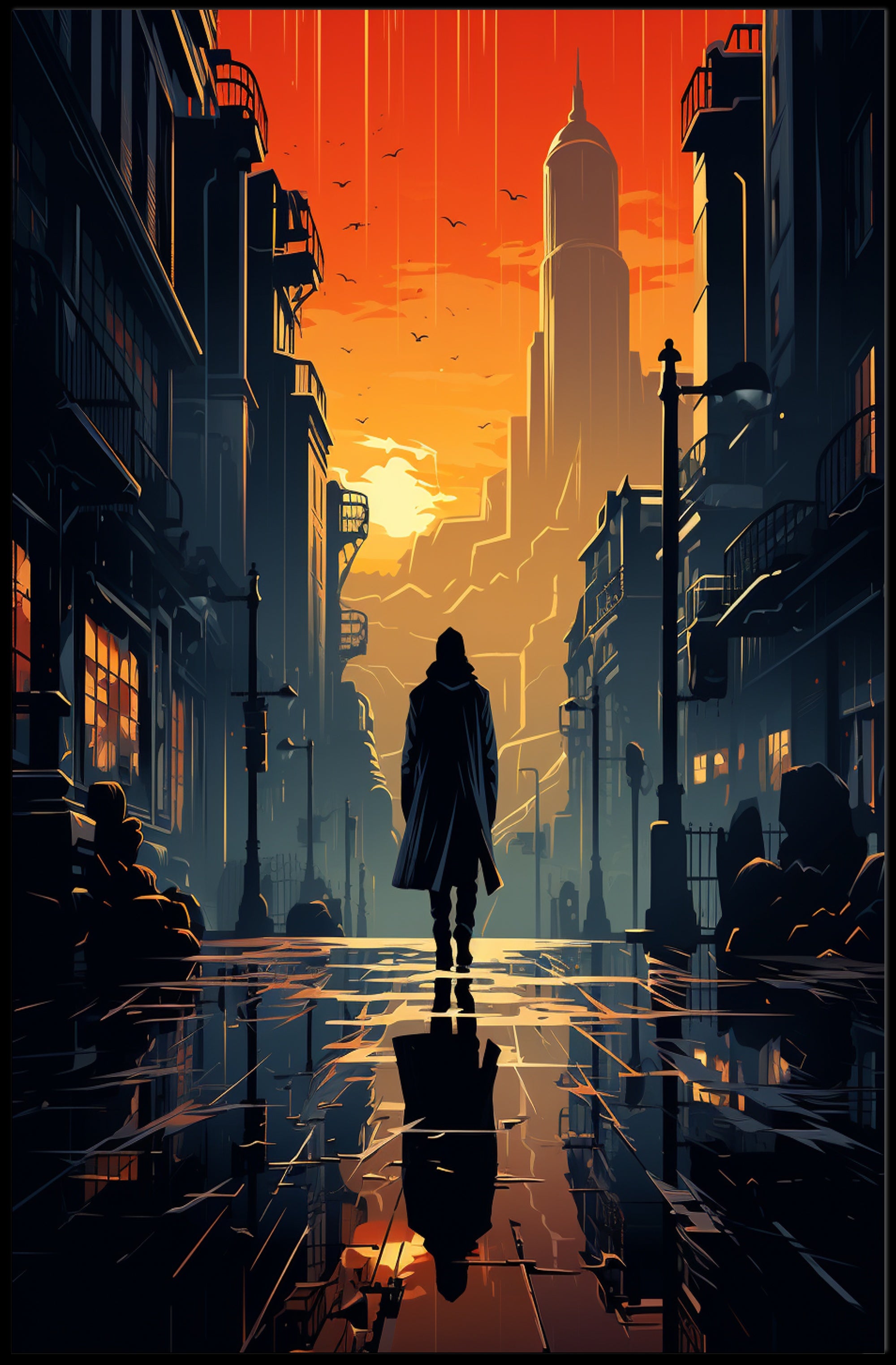 Sunset In The Cityscape Poster