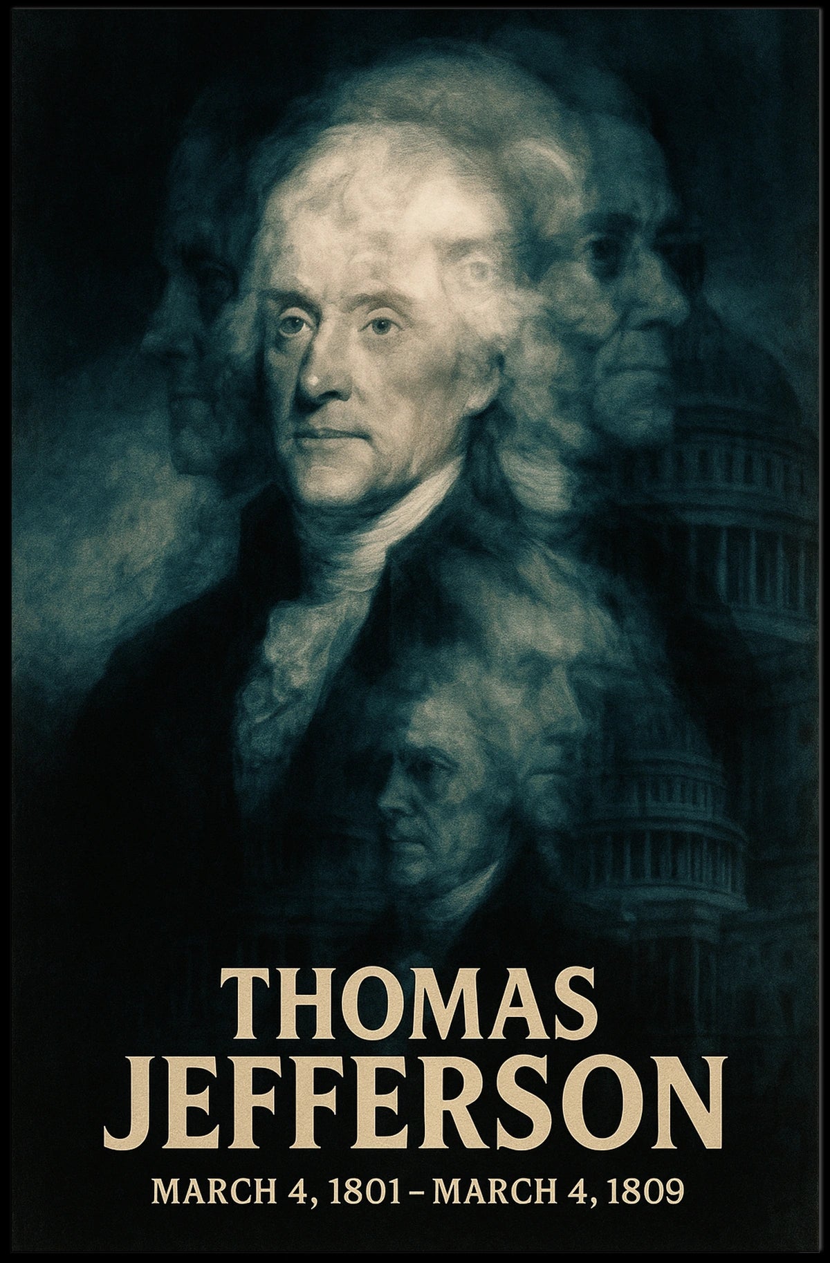 Thomas Jefferson 3rd President of the United States Double Exposure Poster