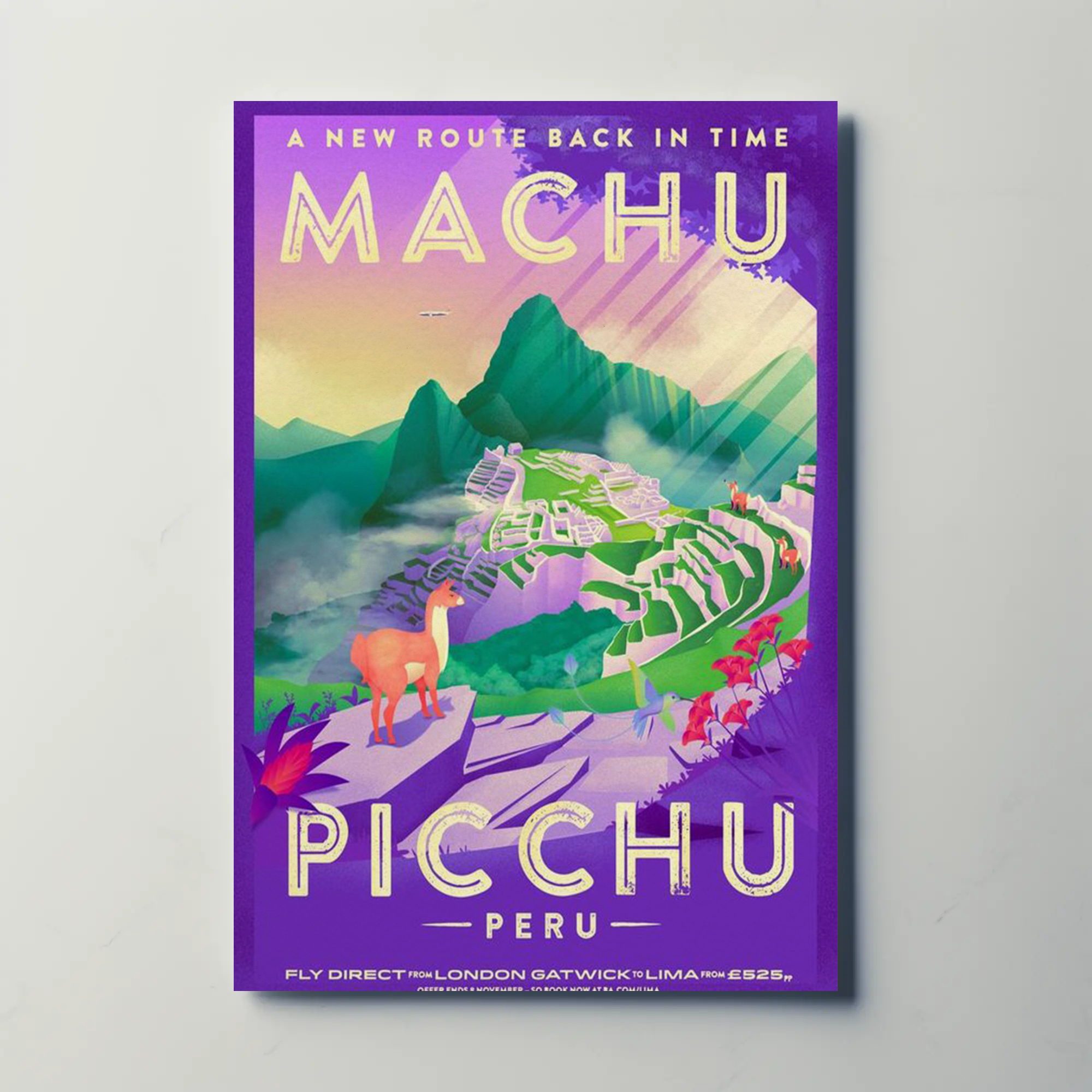 Travel to Machu Picchu Vintage Adventure Travel Poster