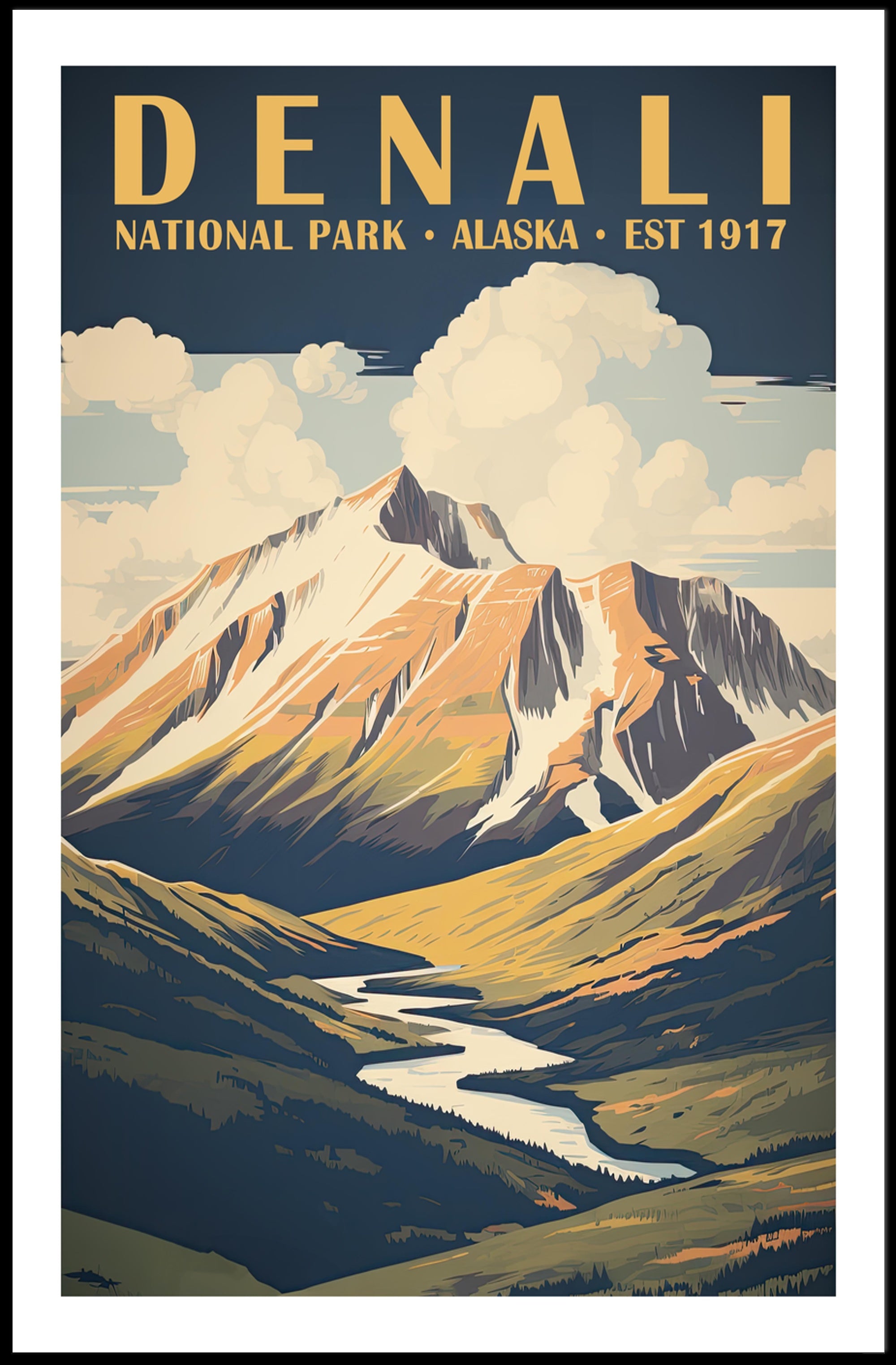 Denali National Park Vintage Poster Travel Wall Art