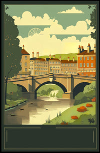 Serene Riverside Townscape Poster
