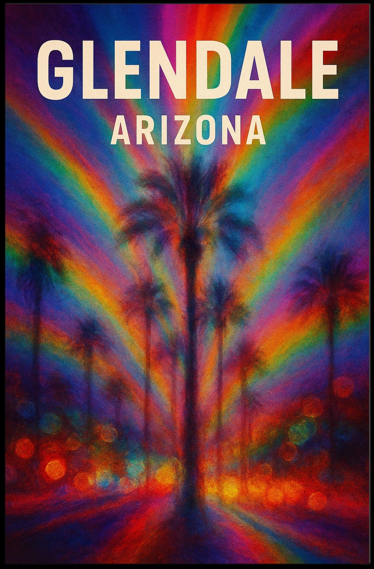 Glendale Arizona Palm Vibrant Digital Painting Poster