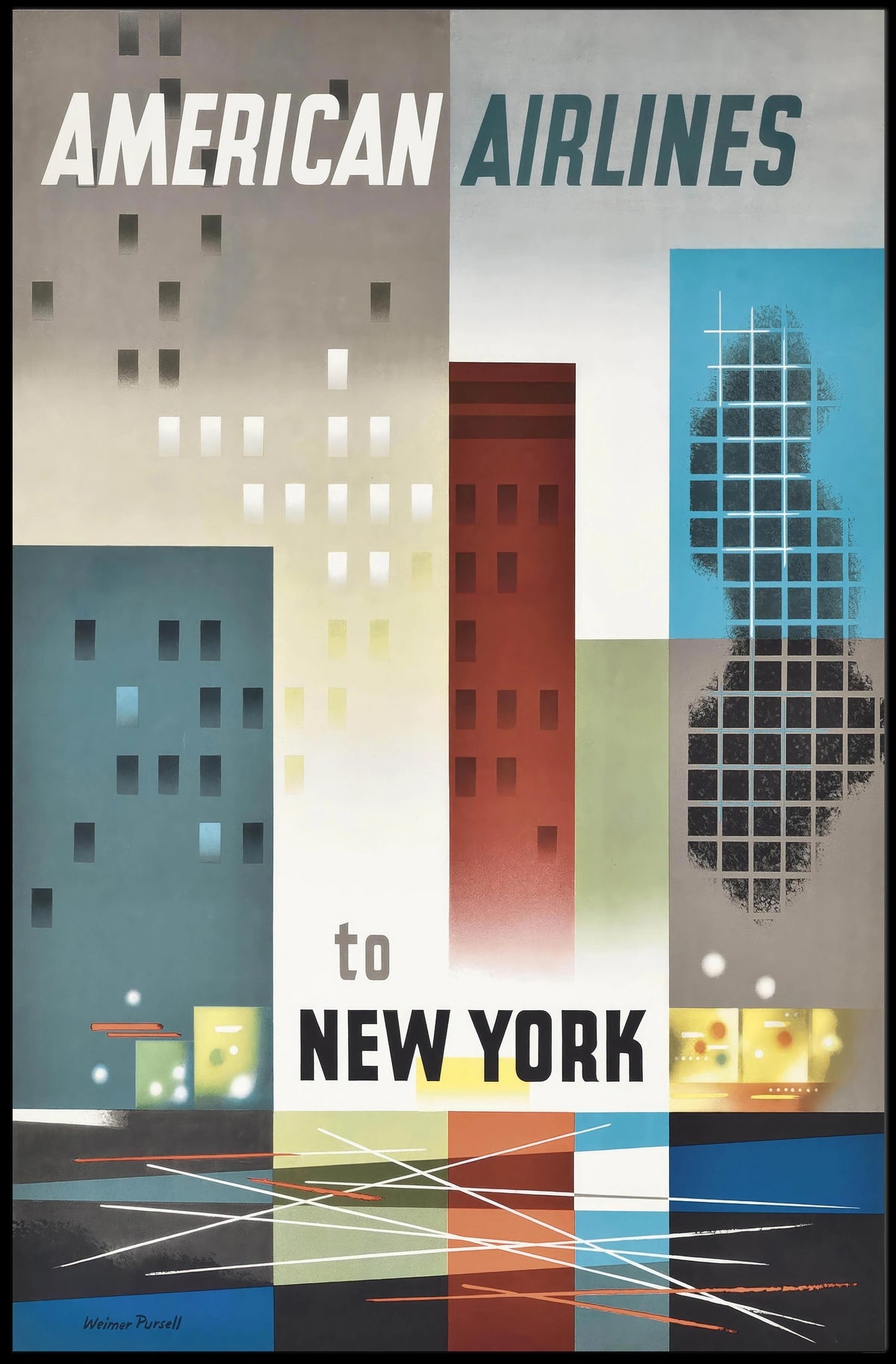 American Airlines New York City Poster Vintage Wall Art