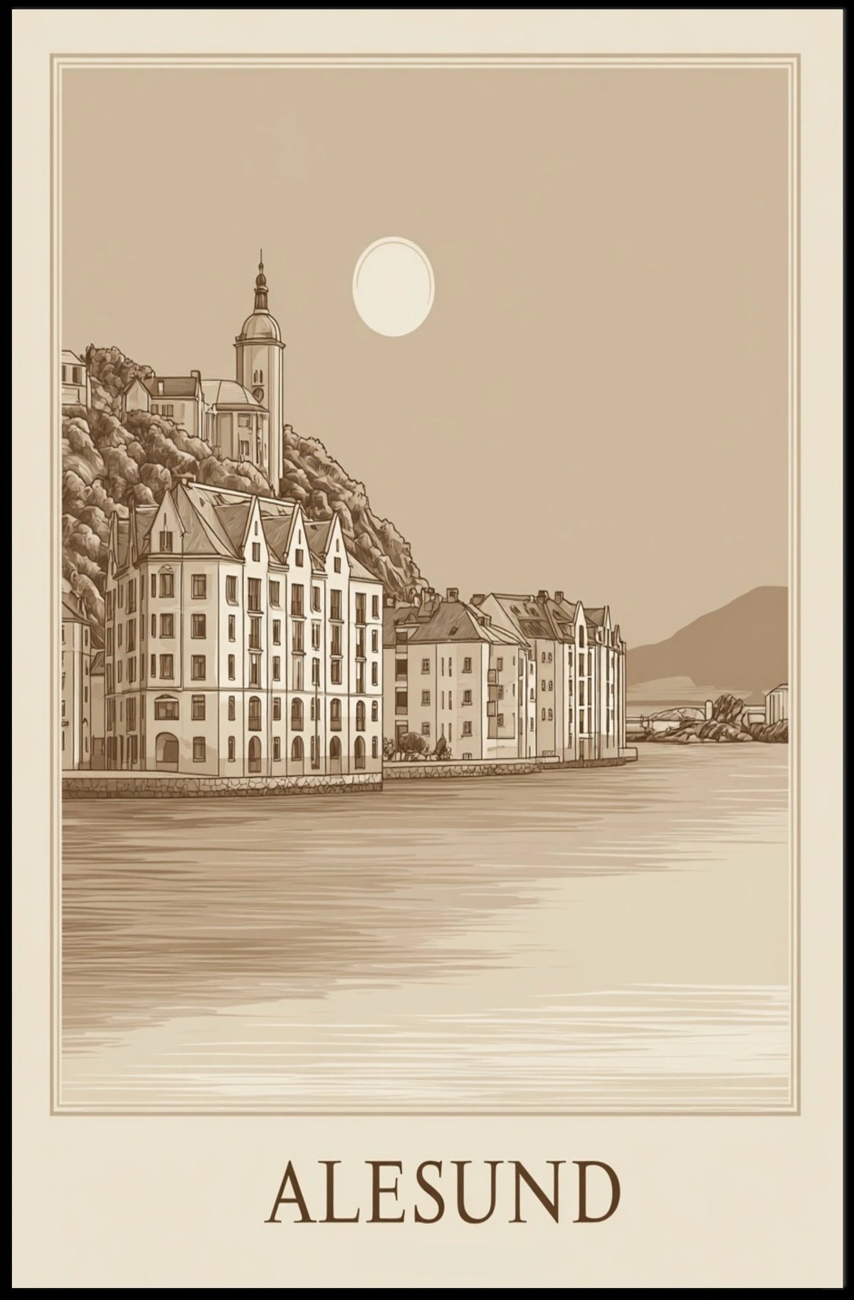 Alesund Scenic Coastal Town Poster