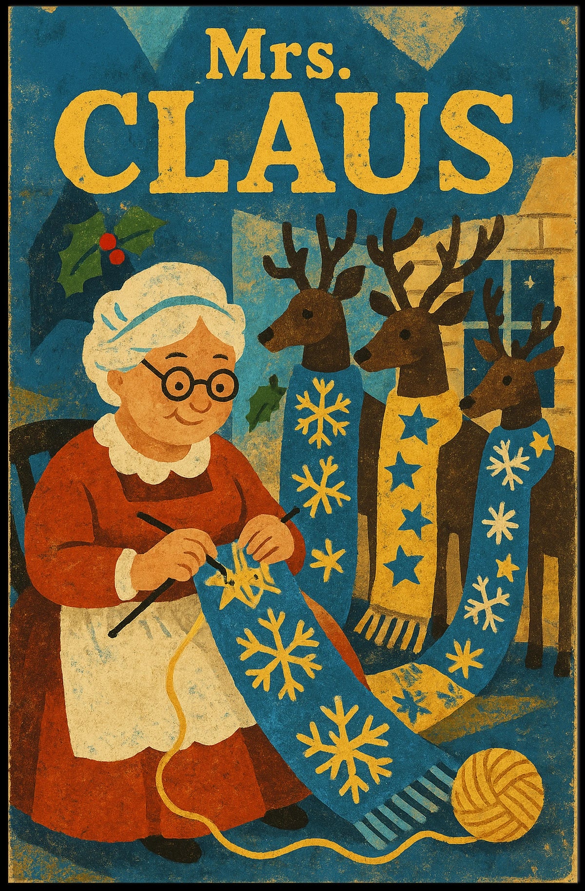Mrs. Claus And Her Reindeer Poster