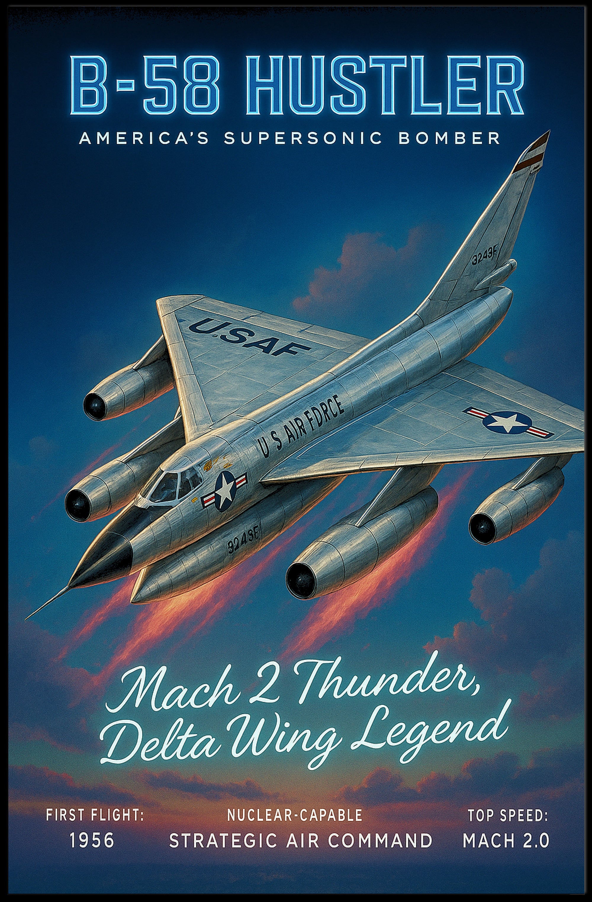 B-58 Hustler Mach 2 Thunder Poster PosterGoat