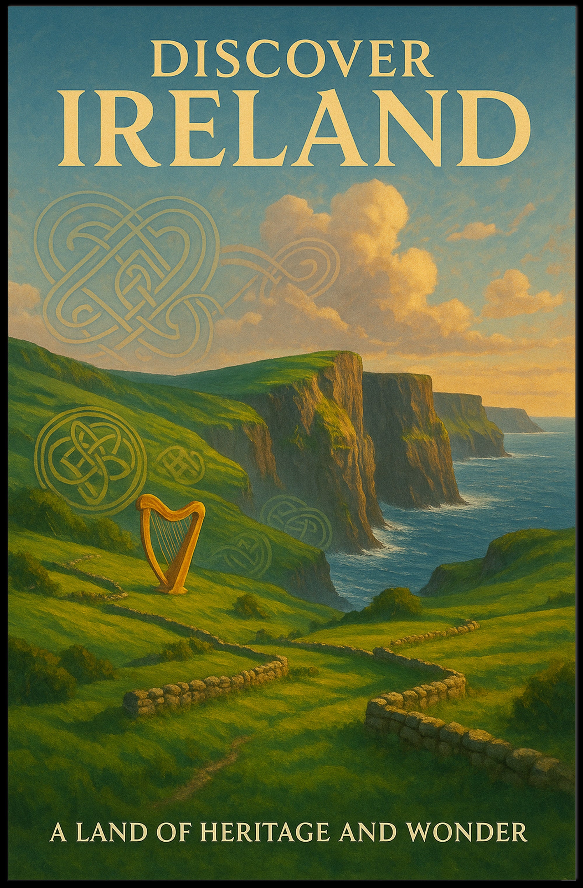 Irish Landscapes: Cliffs and Culture Heritage Poster