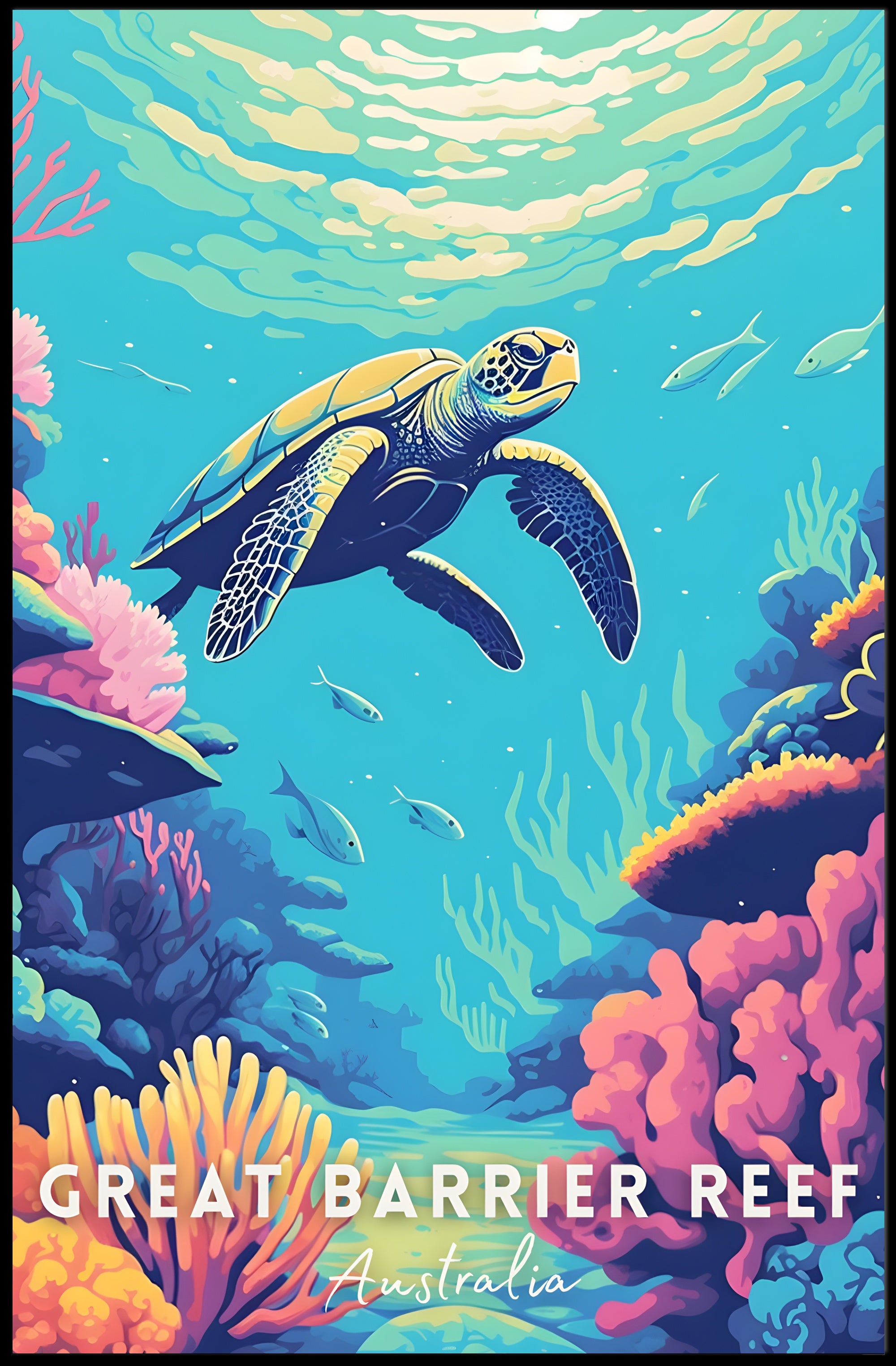 Underwater Sea Turtle: Vibrant Animal Poster