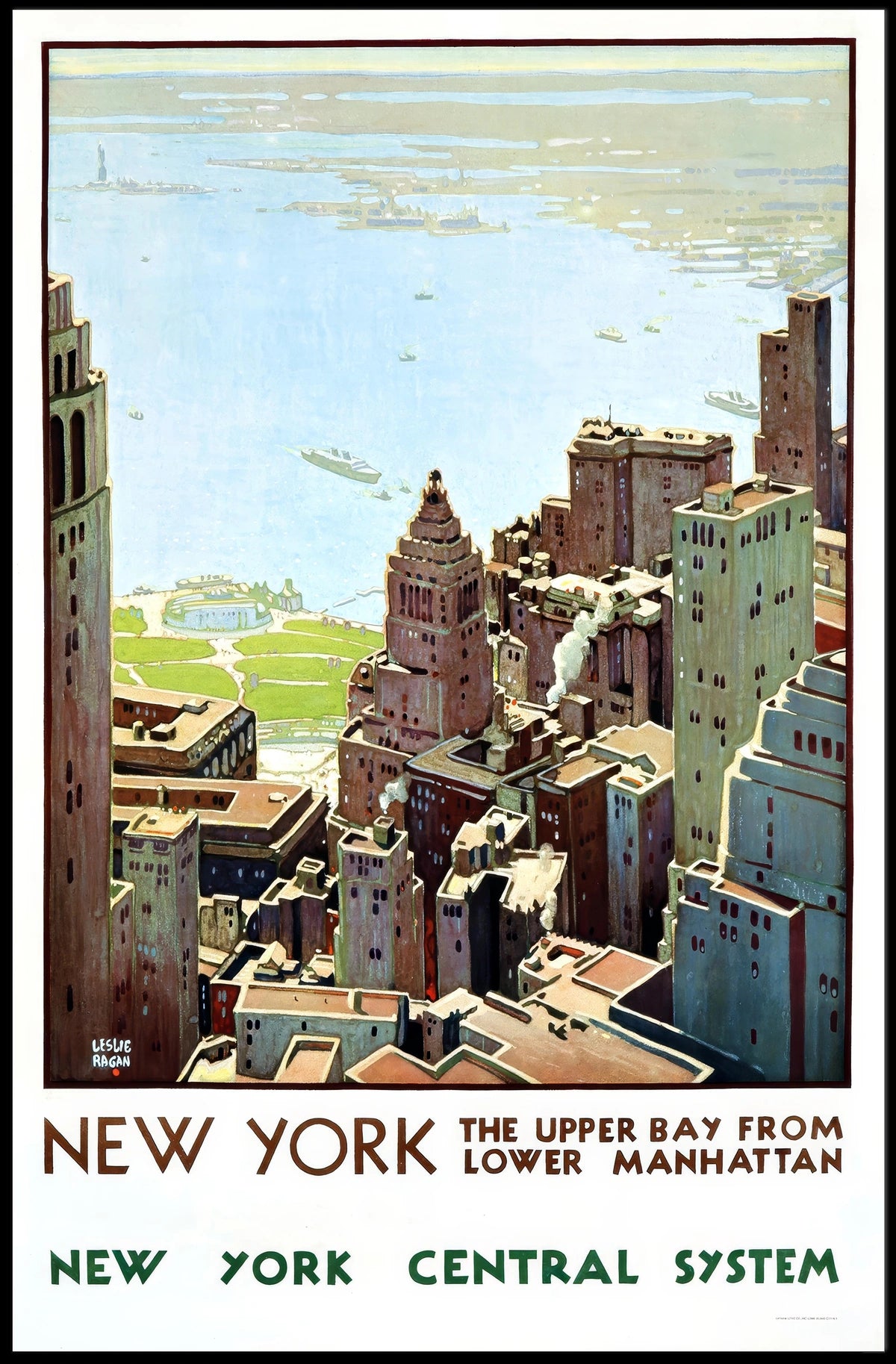 New York City Skyline Travel Poster Vintage Wall Art