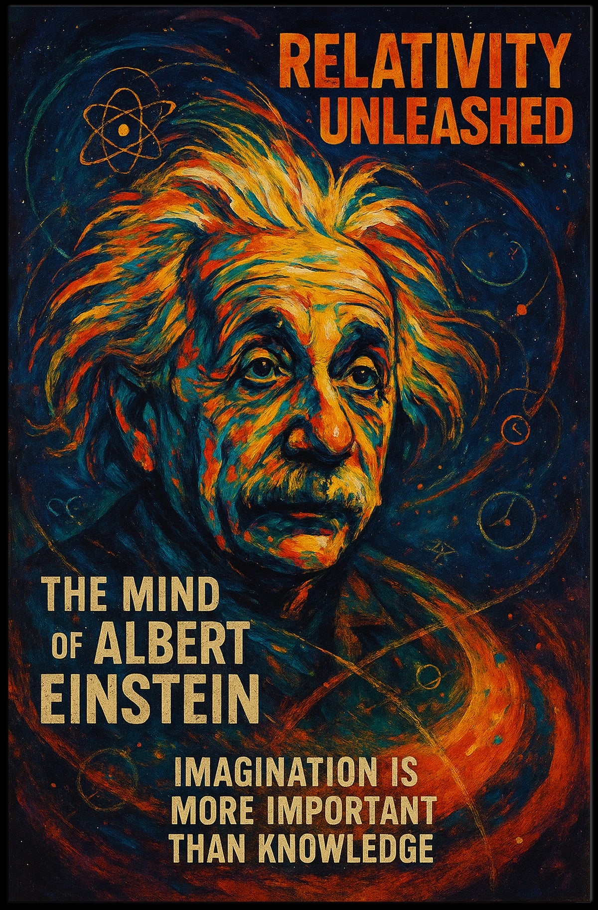 Albert Einstein Inspirational Abstract Art Poster
