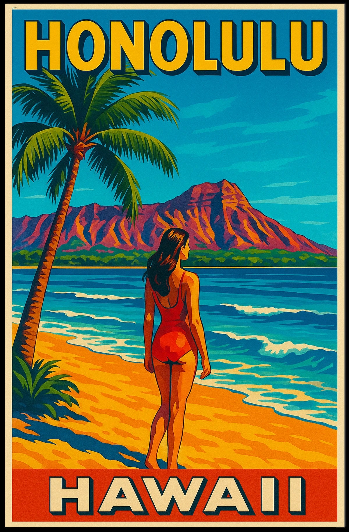 Honolulu Beach Escape Poster