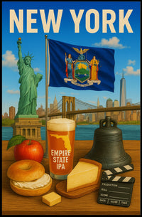 New York City Iconic Landmarks Poster Modern Wall Art