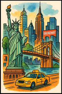 Discover New York City Iconic Landmarks Illustration