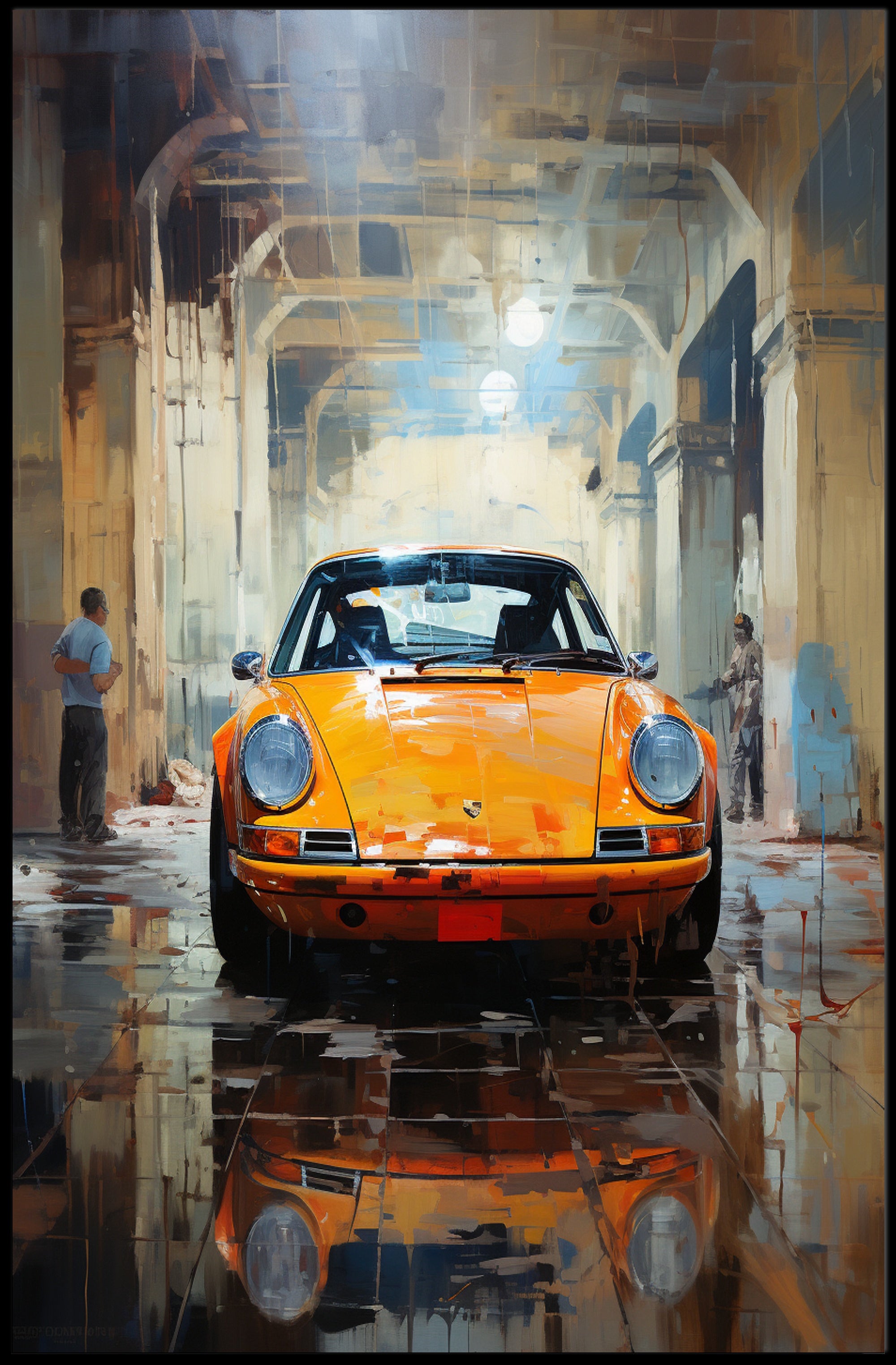 Vintage Elegance Classic Car In Urban Poster PosterGoat