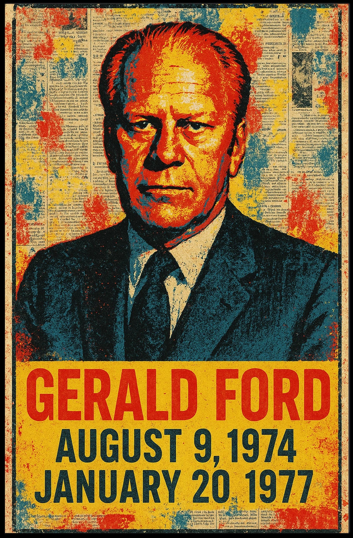 Gerald Ford 38th President of the United States Street Art Mashup Poster