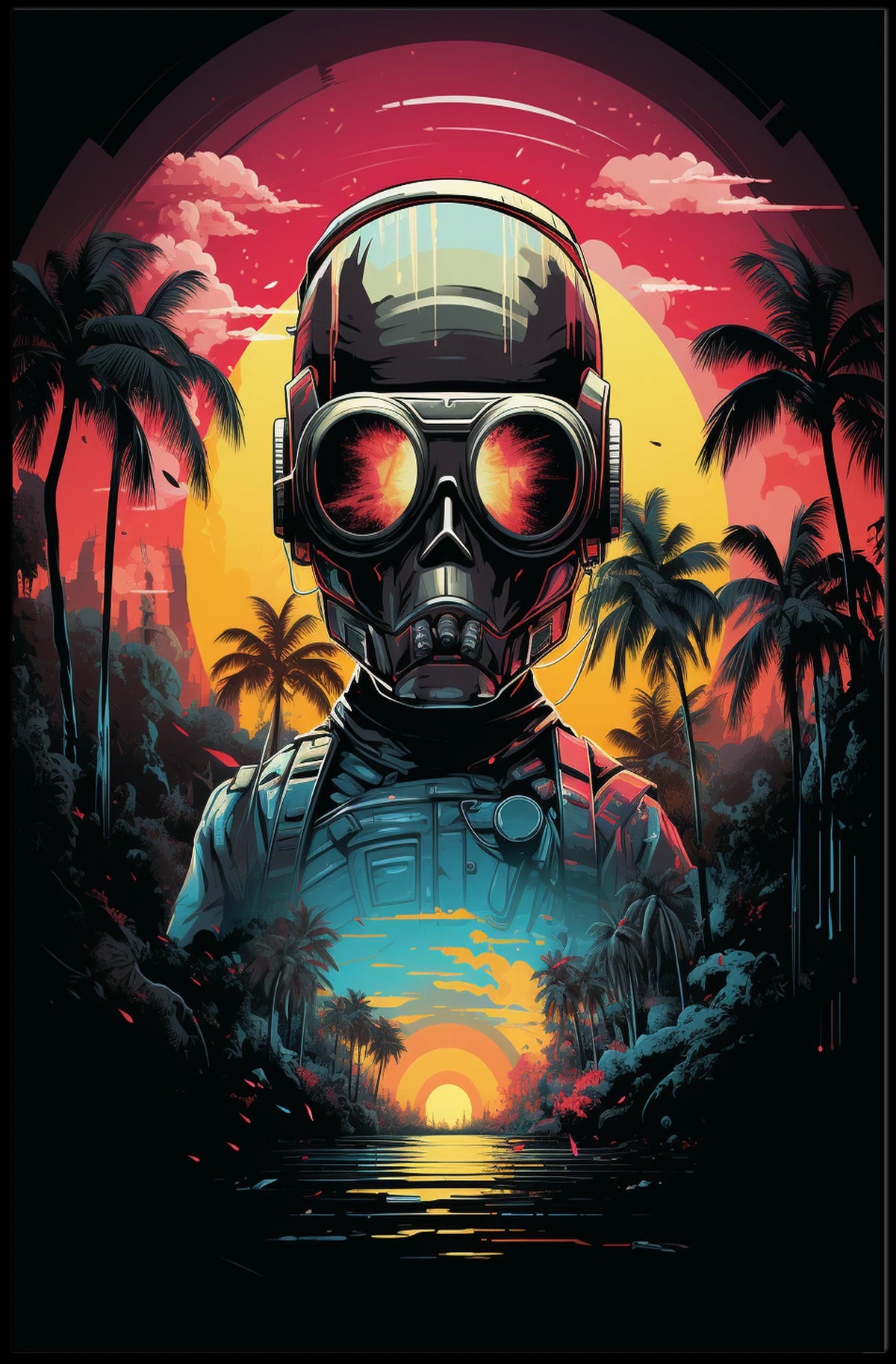 Futuristic Explorer At Sunset Poster
