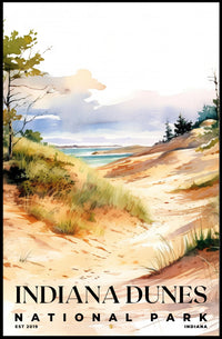 Indiana Dunes Watercolor Wall Art Poster
