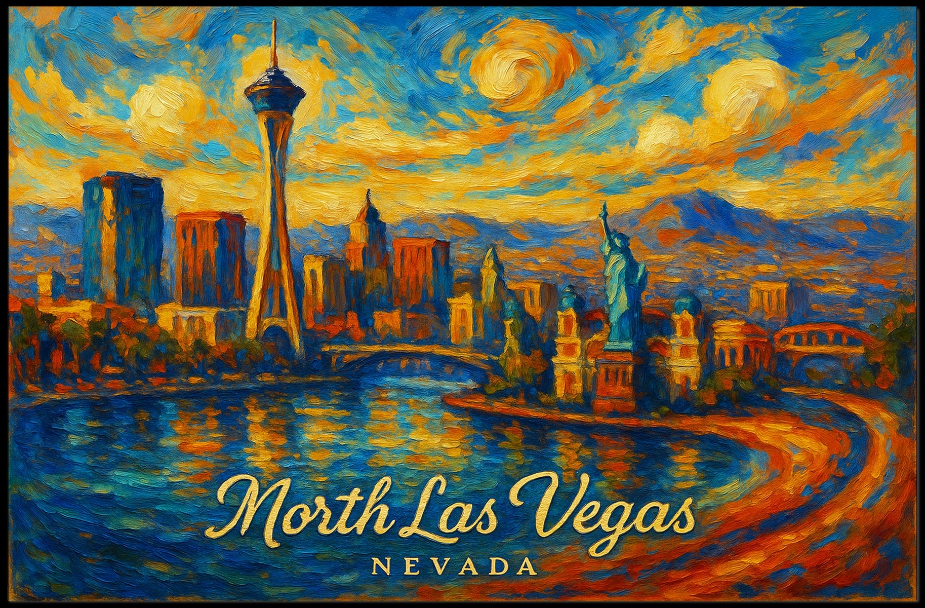 North Las Vegas Artistic Skyline Poster