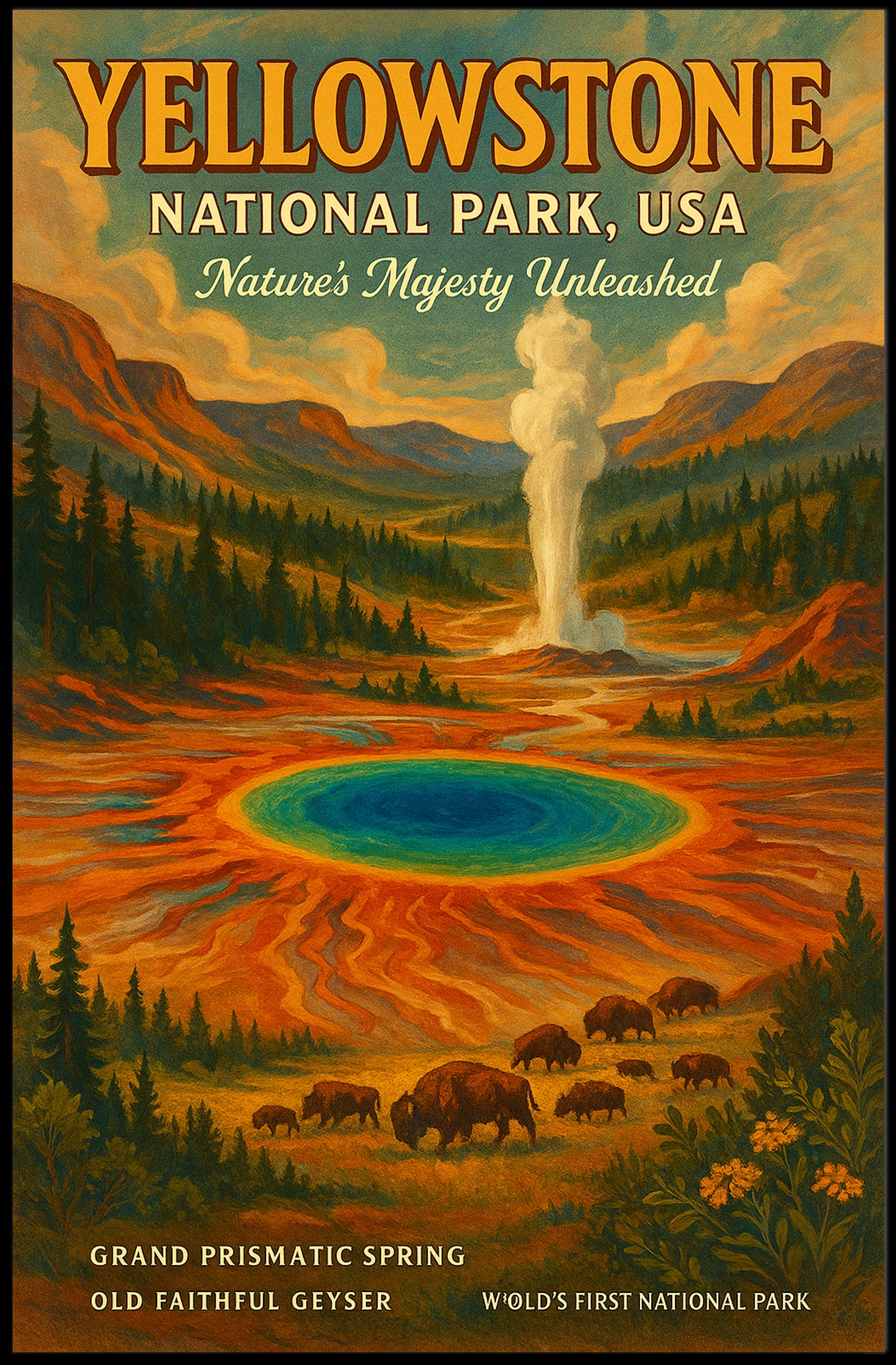Yellowstone Vintage Travel Poster Wall Art