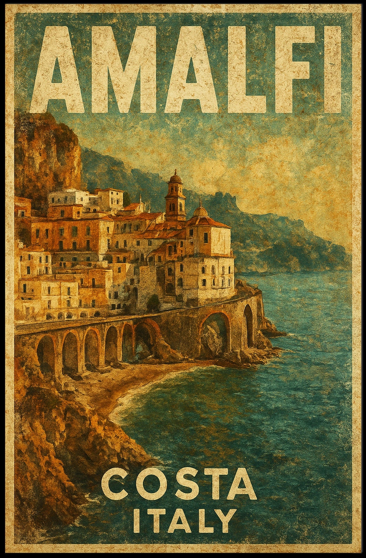Amalfi Coast Italy Poster Art Museum Quality Wall Decor