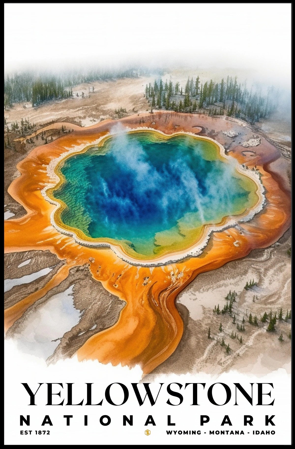 Yellowstone Watercolor Wall Art Poster