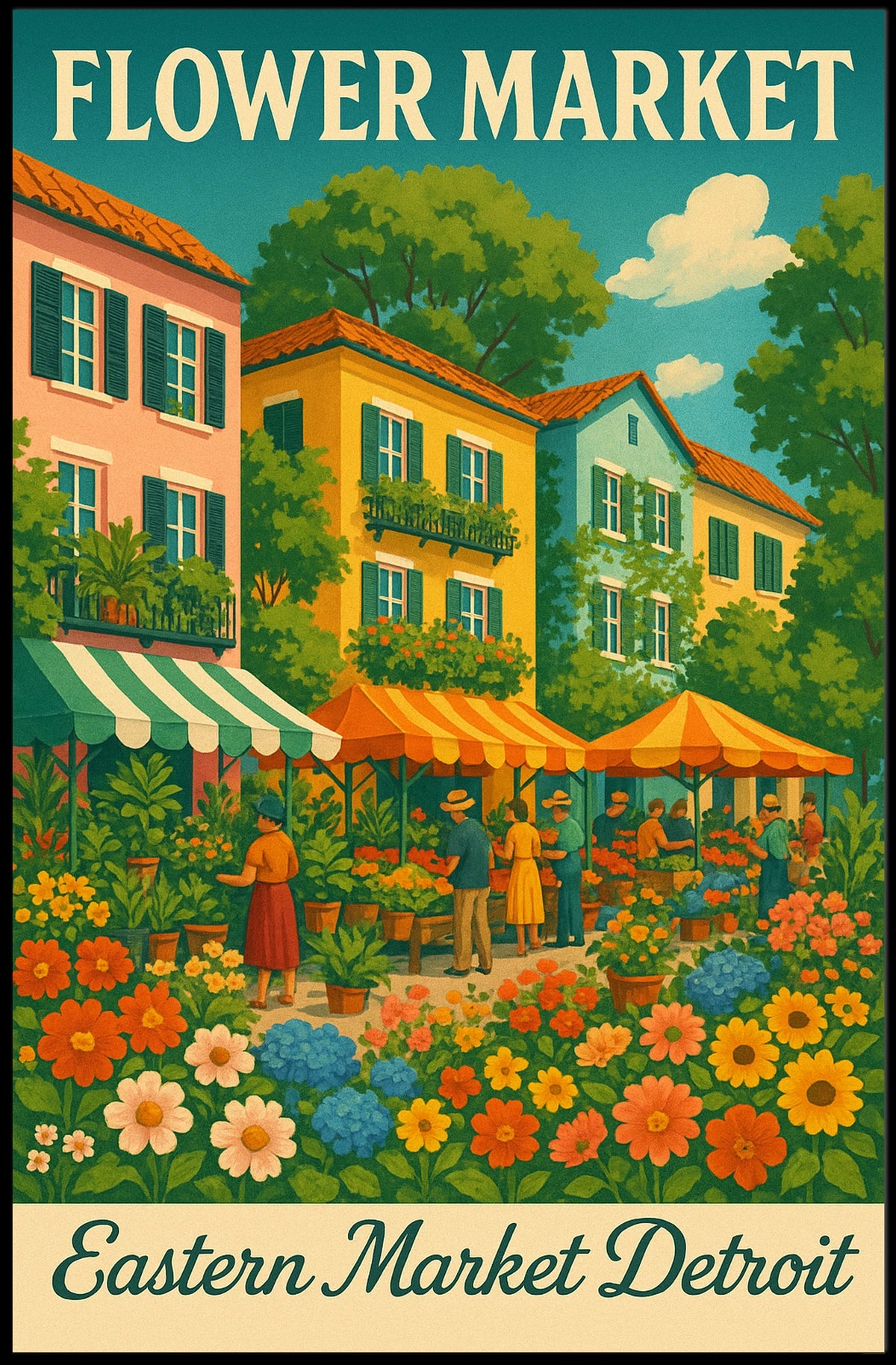 Flower Market Eastern Market Detroit Poster