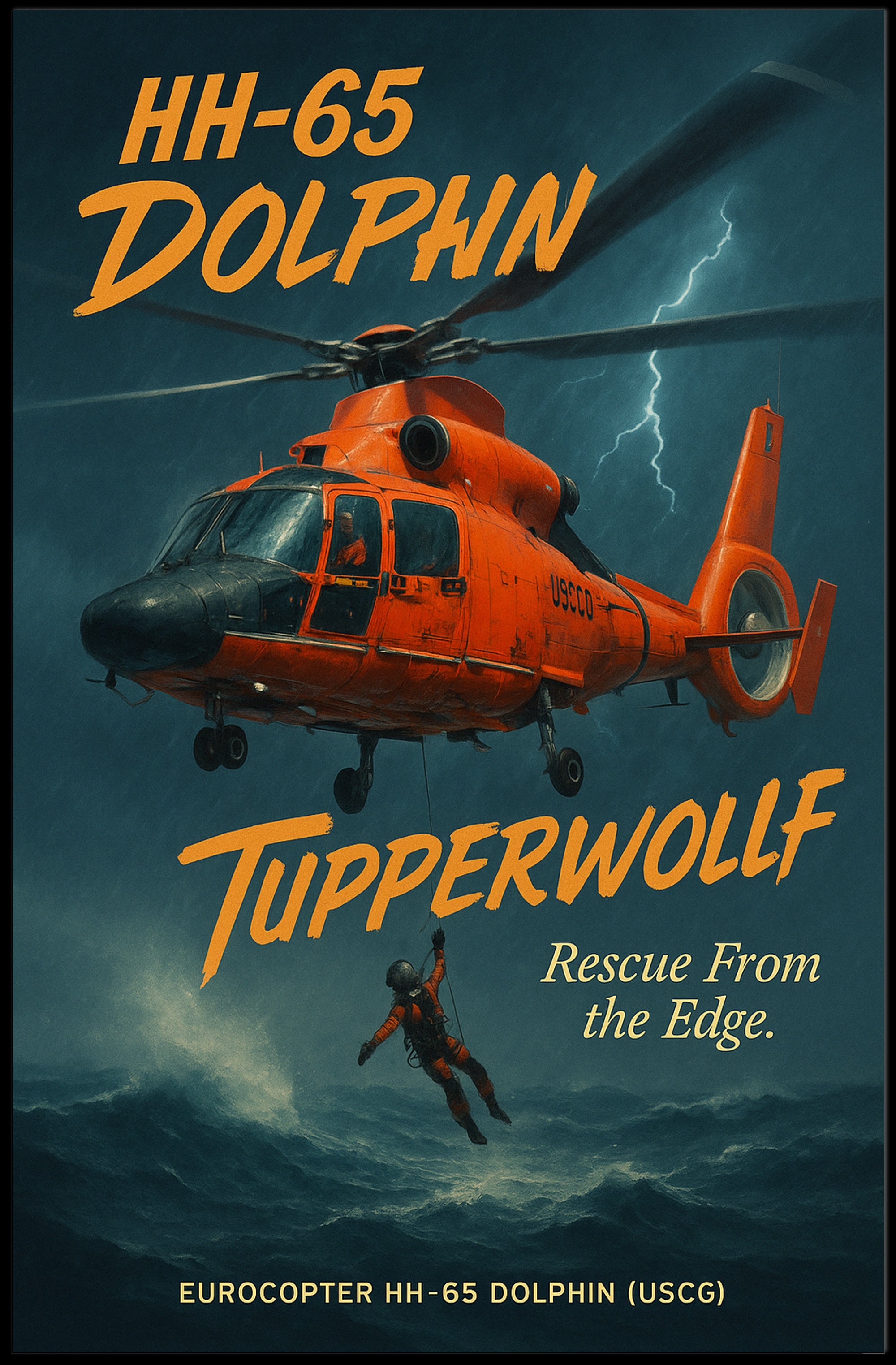 Eurocopter HH-65 Dolphin USCG Rescue Military Recruitment Poster