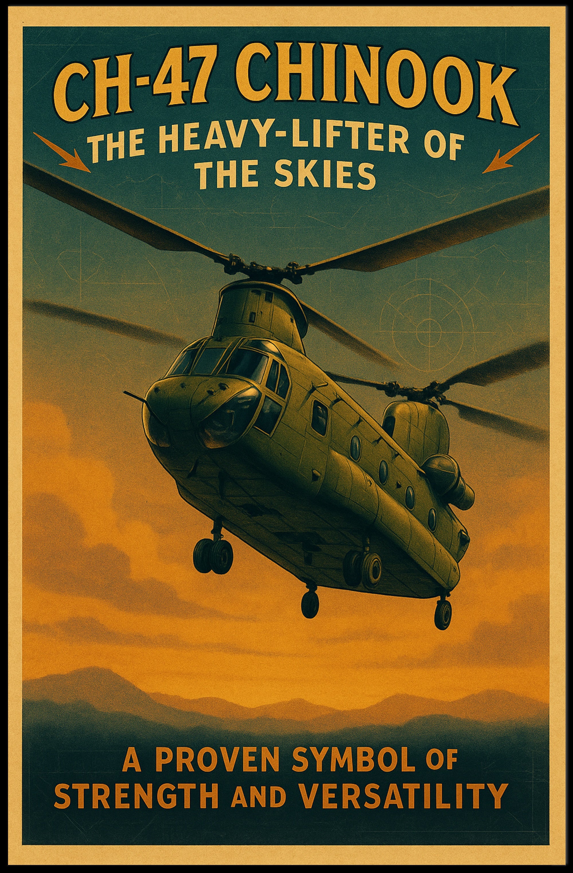 CH-47 Chinook Vintage Aviation Poster PosterGoat