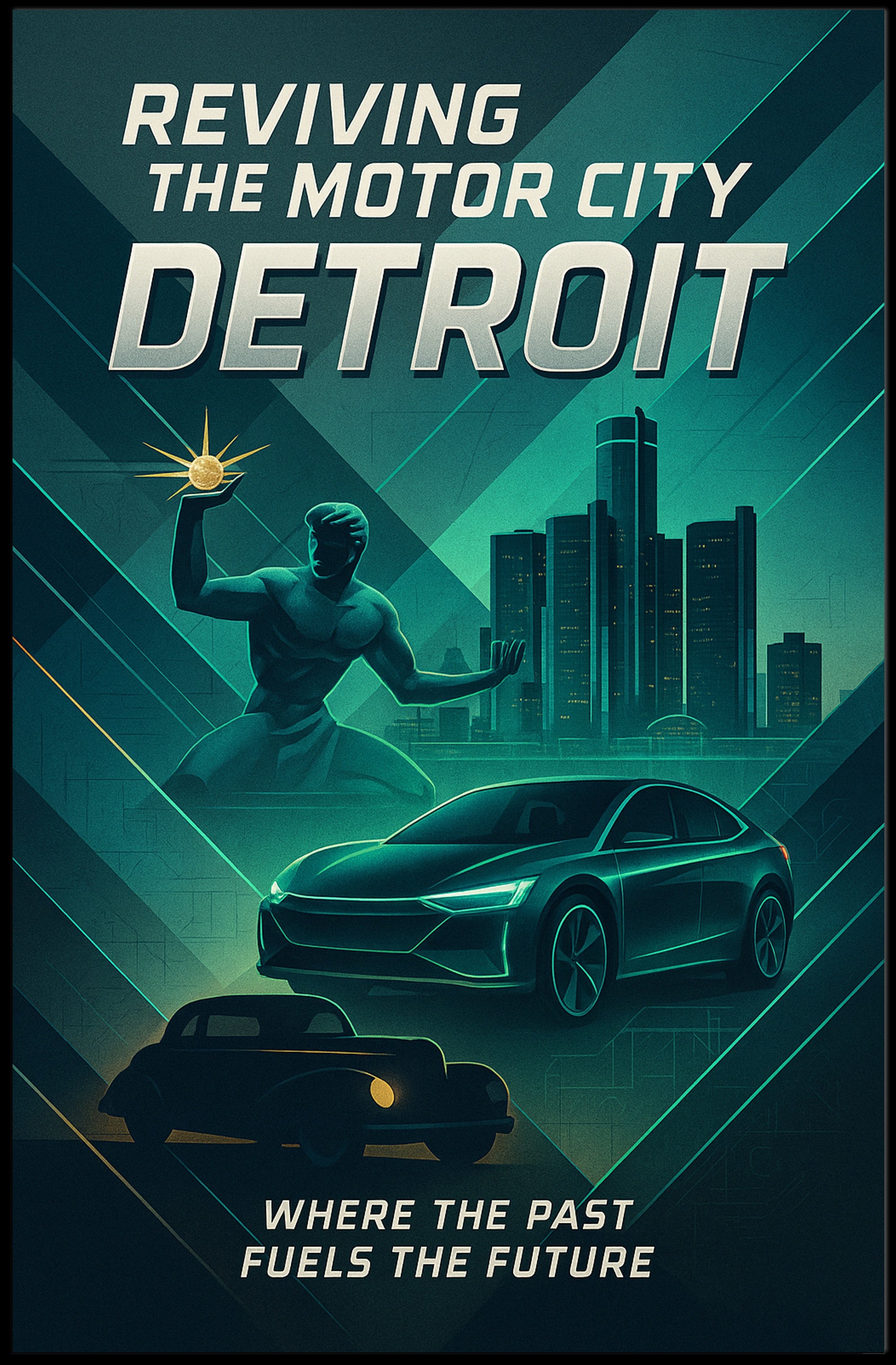 Detroit's Automotive Legacy Revival Urban or Cityscape Poster PosterGoat