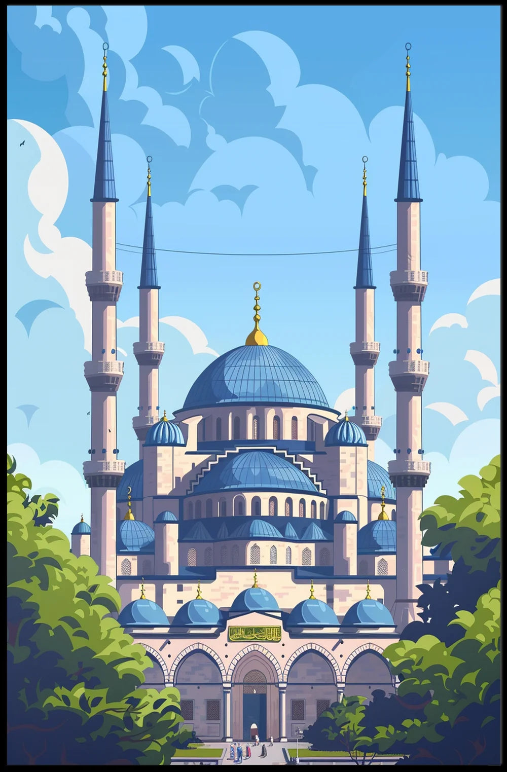 Grand Mosque Vector Art: Vibrant Islamic Heritage Poster