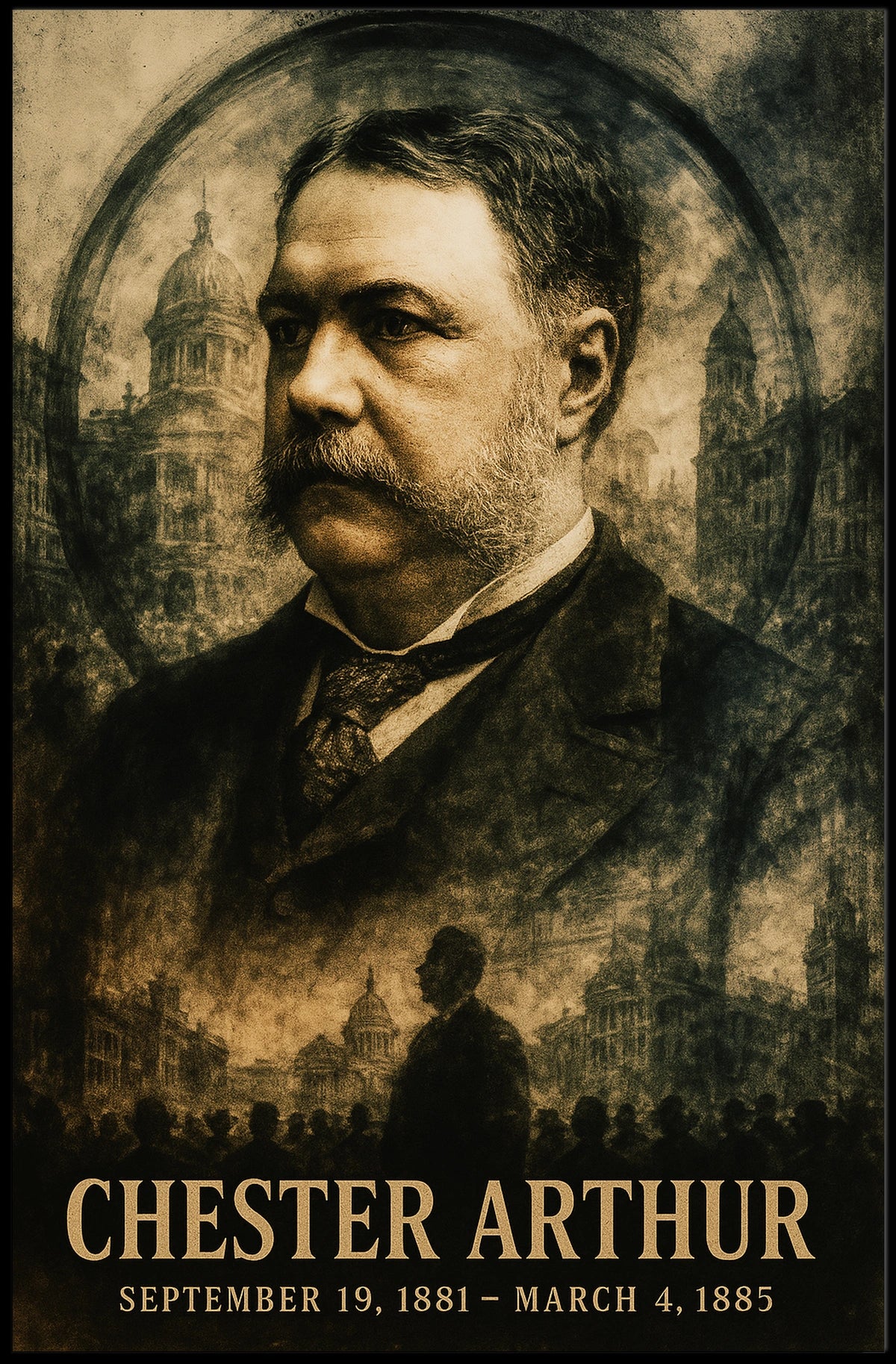 Chester A. Arthur 21st President of the United States Double Exposure Poster