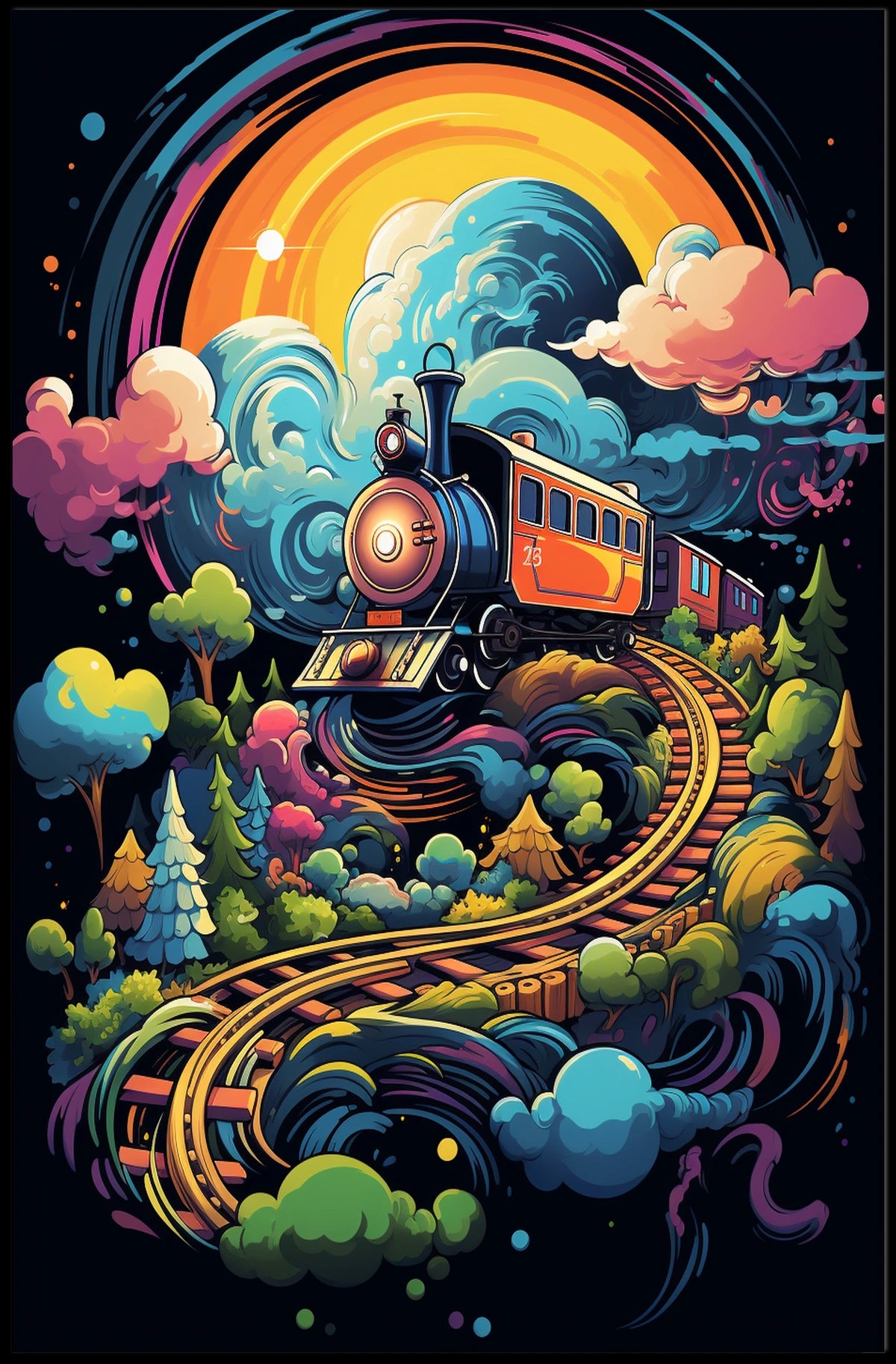 Whimsical Train Journey Poster