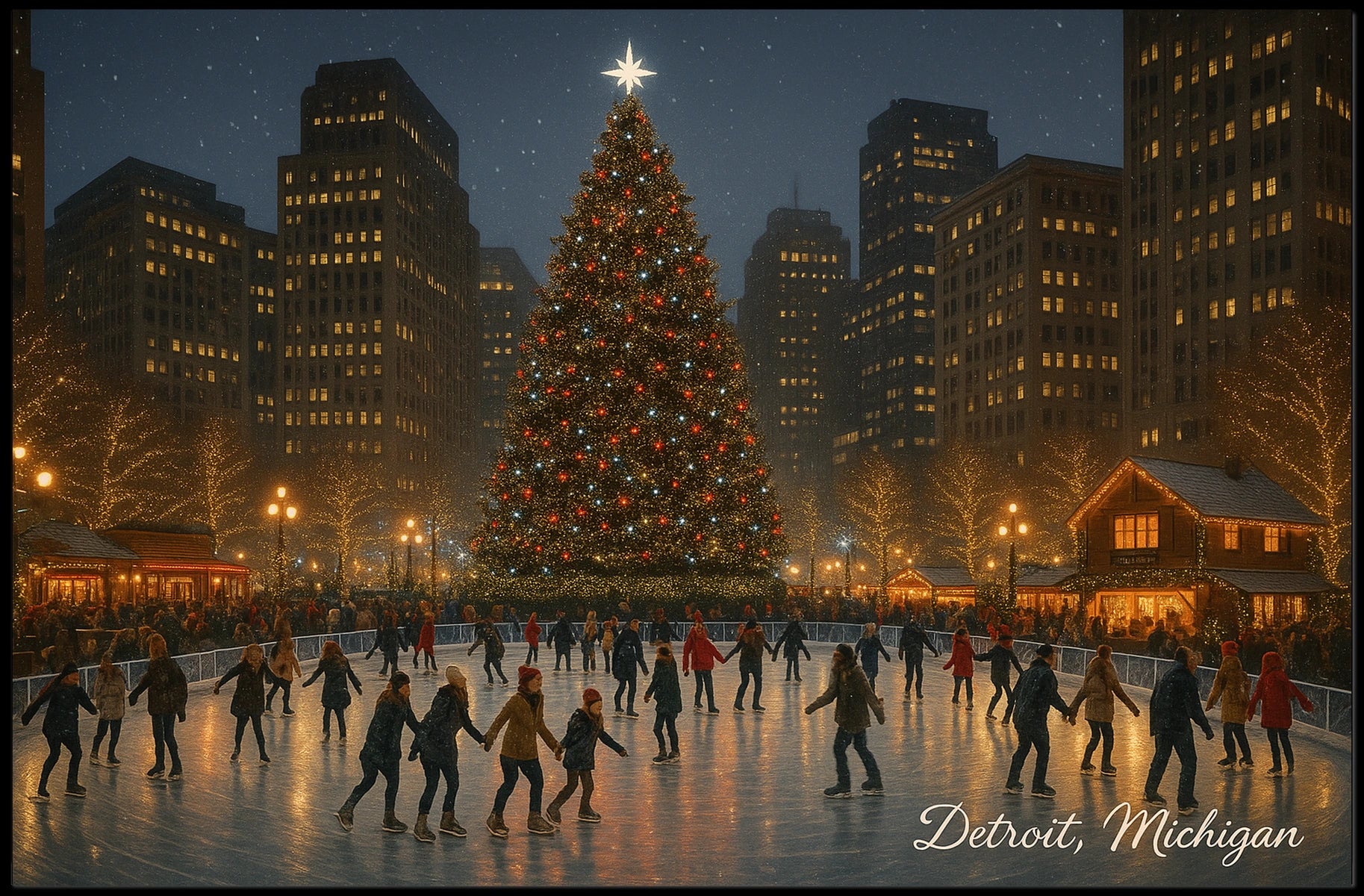 Winter Wonderland Detroit Cozy Photography Realism Poster
