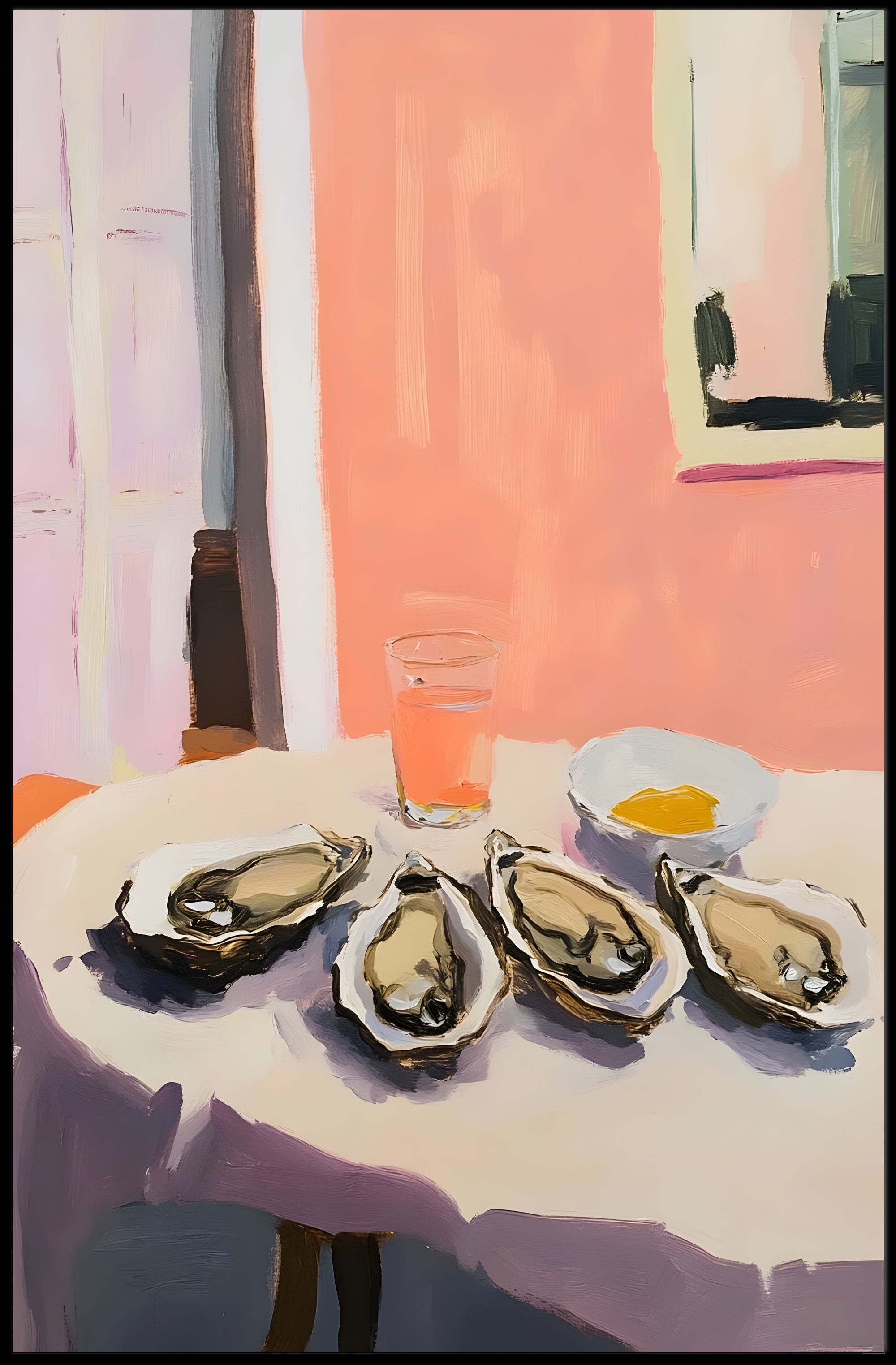 Oysters Still Life Poster Modern Coastal Wall Art
