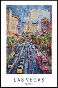 Las Vegas Cityscape Vibrant Watercolor Travel Poster PosterGoat