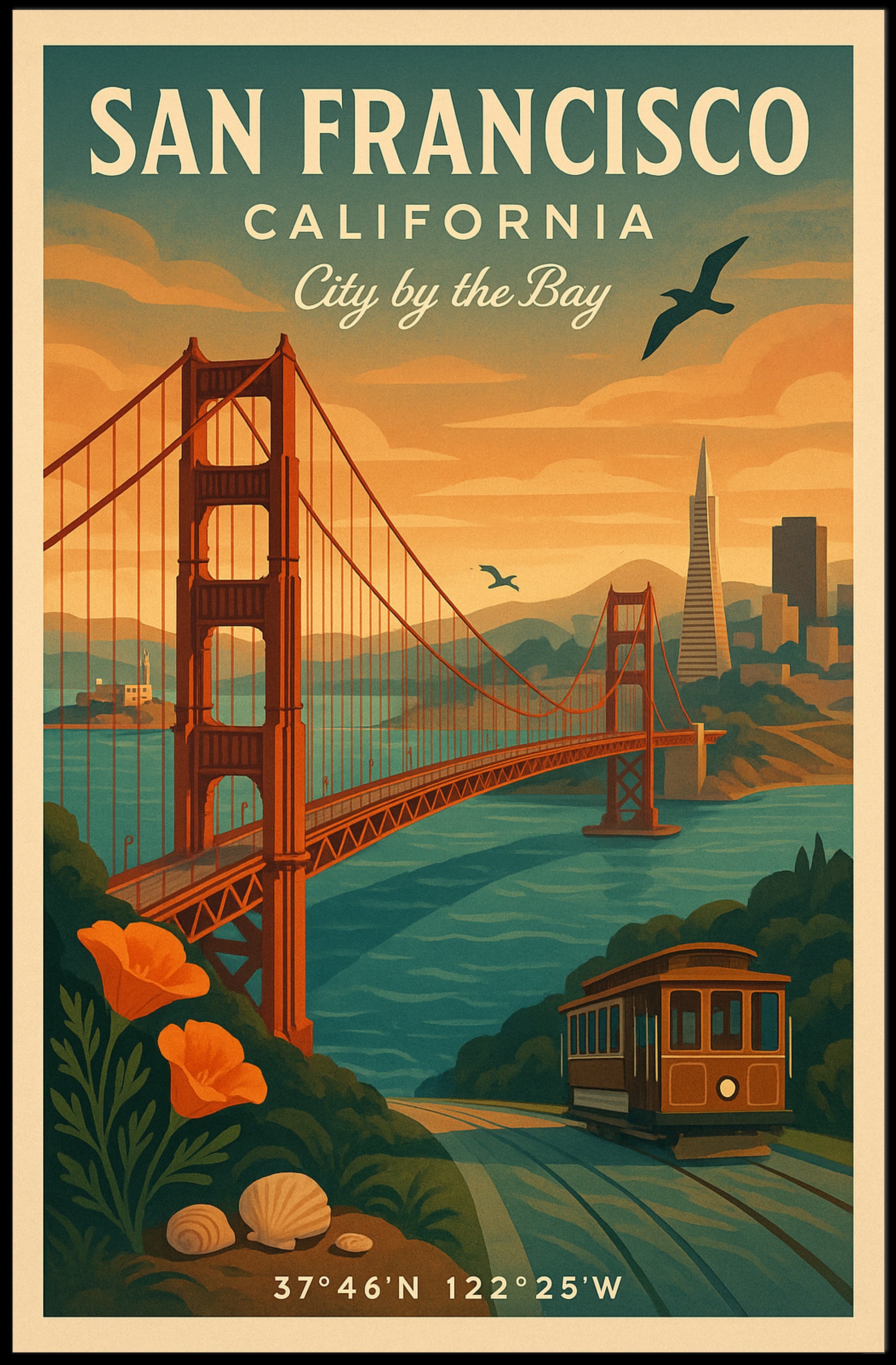 San Francisco Vintage Travel Poster Wall Art