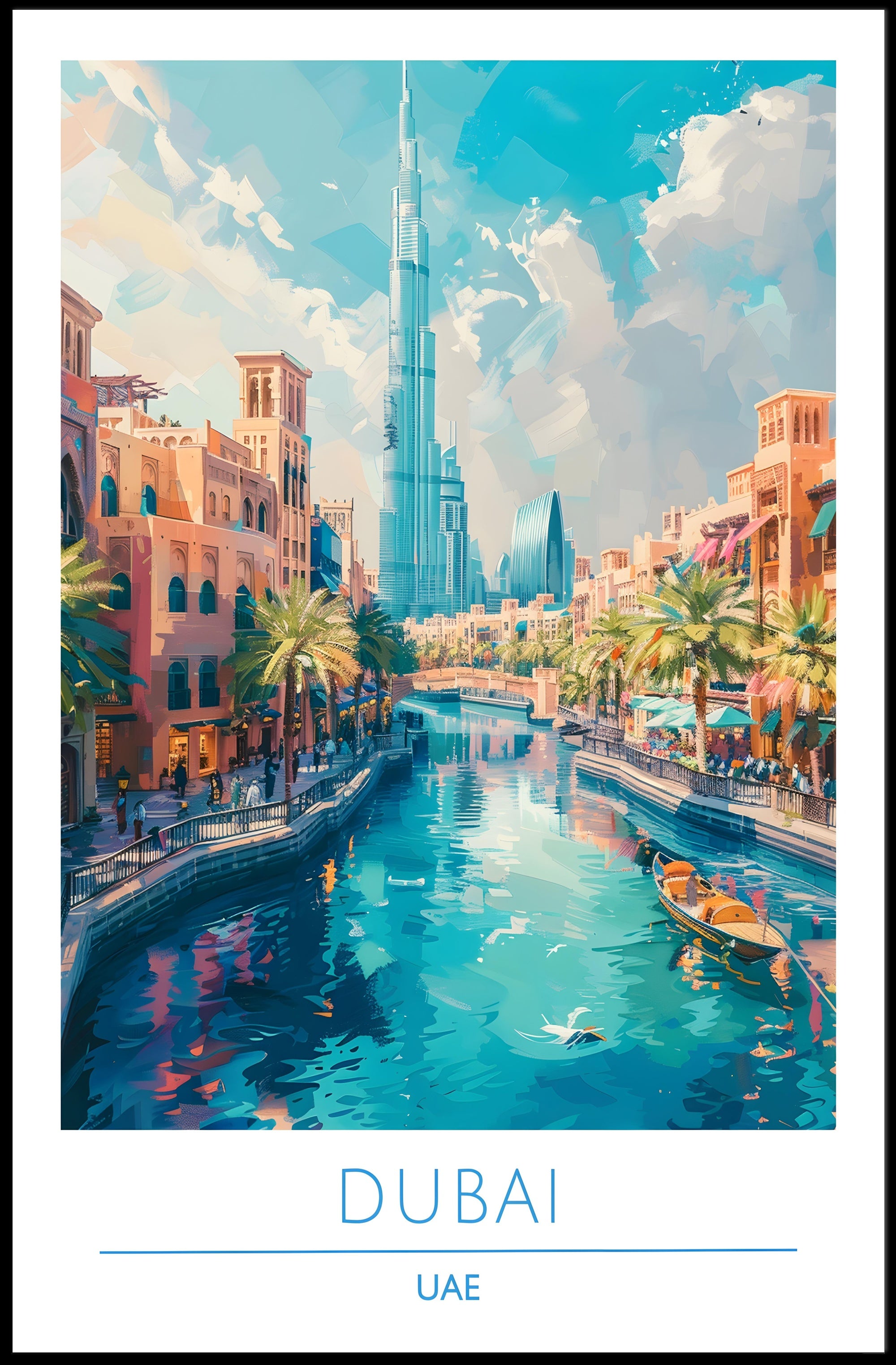 Dubai Cityscape with Burj Khalifa Travel Poster