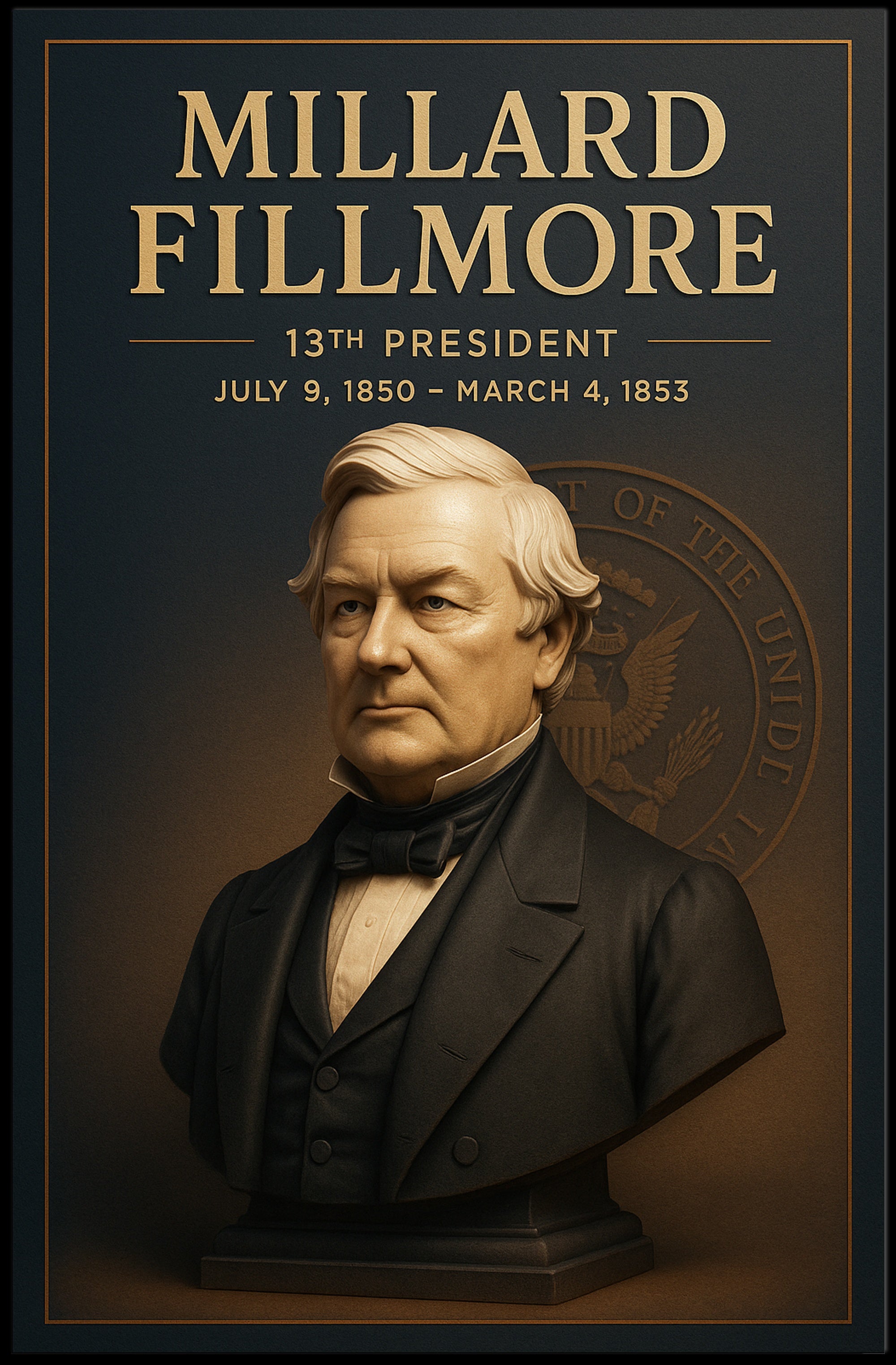 Millard Fillmore Bust: Historical or Presidential Poster PosterGoat