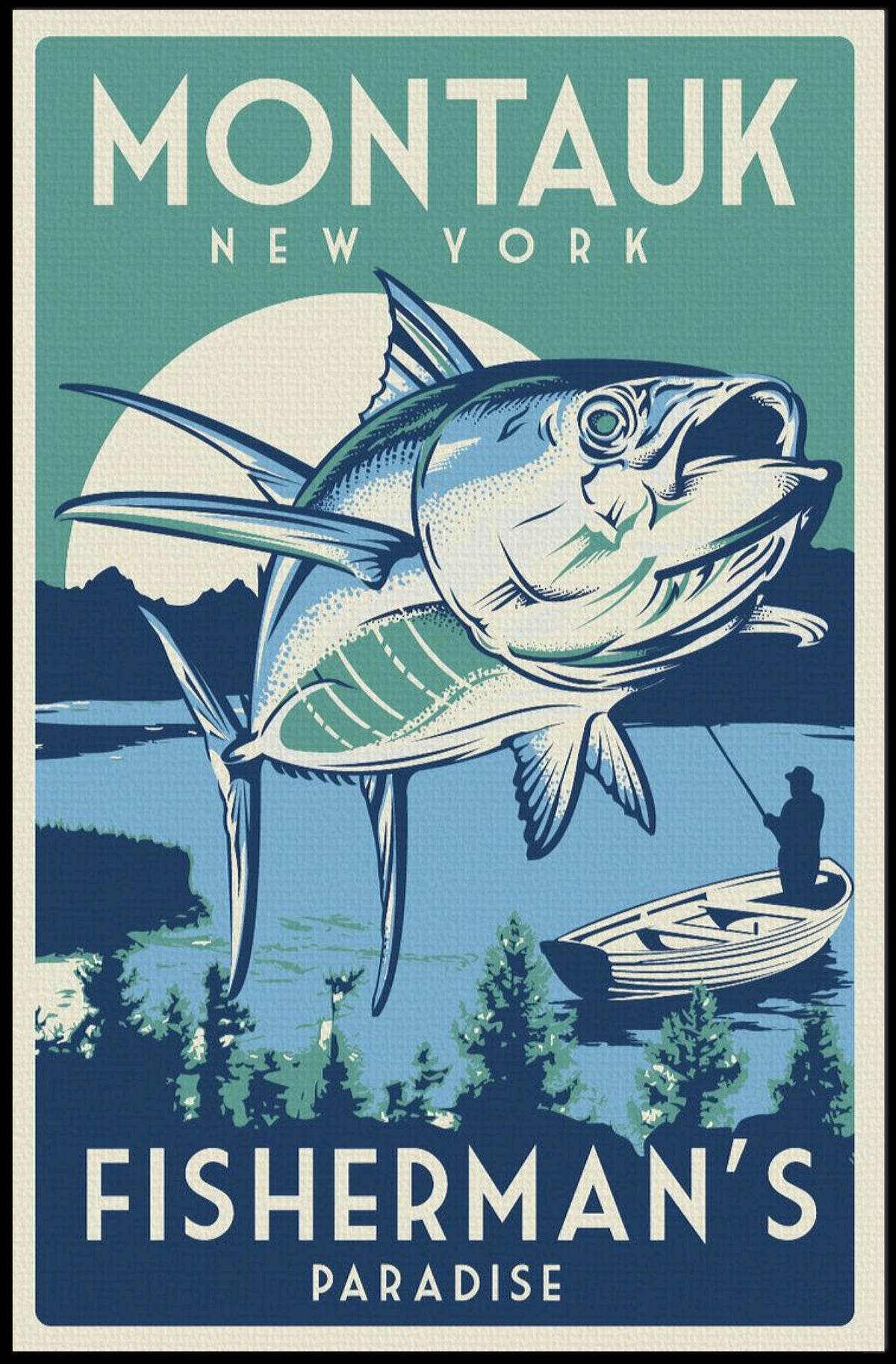 Montauk Fisherman’s Paradise Retro Travel Poster