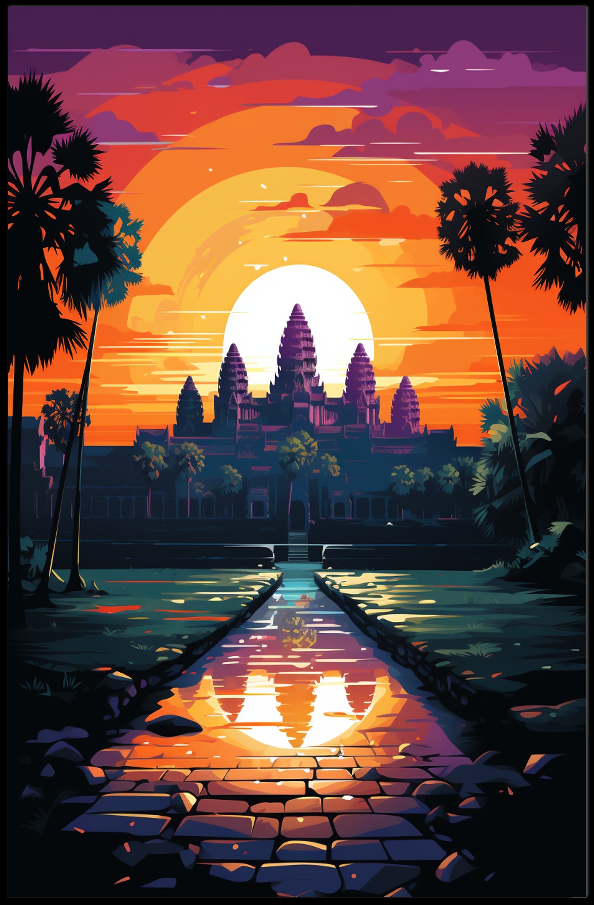 Sunset Over Angkor Wat Poster