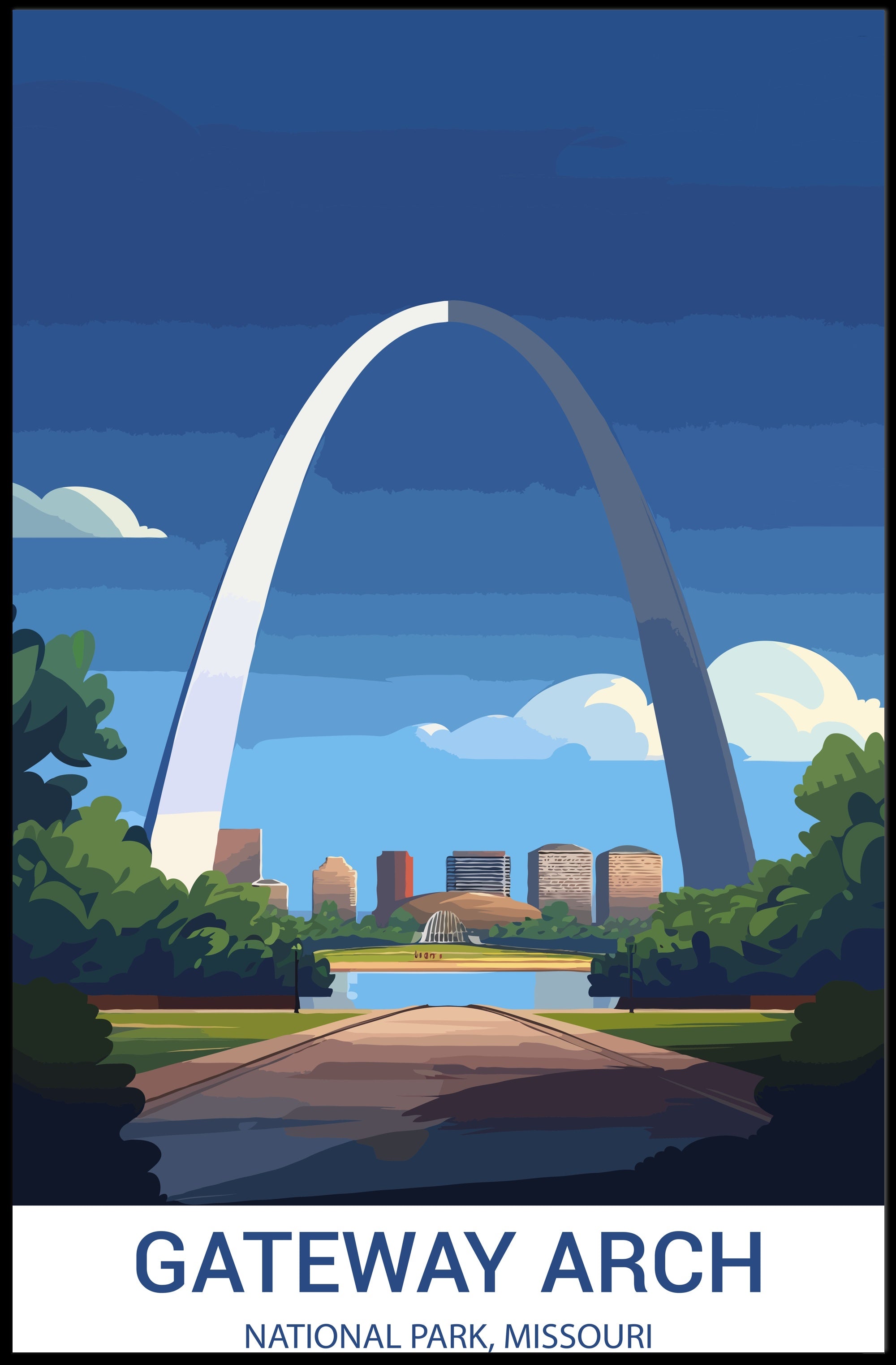 Gateway Arch Illustration in National Park Poster