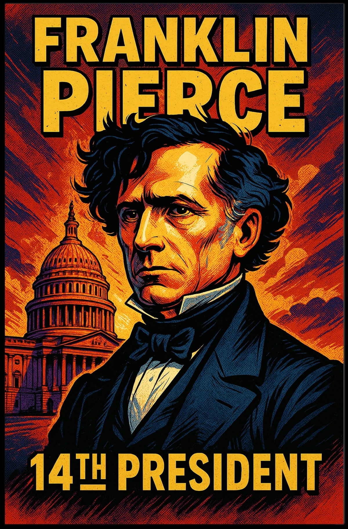 Franklin Pierce 14th President Poster Vintage Wall Art