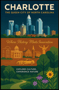 Charlotte's Skyline and Heritage Urban or Cityscape Poster PosterGoat