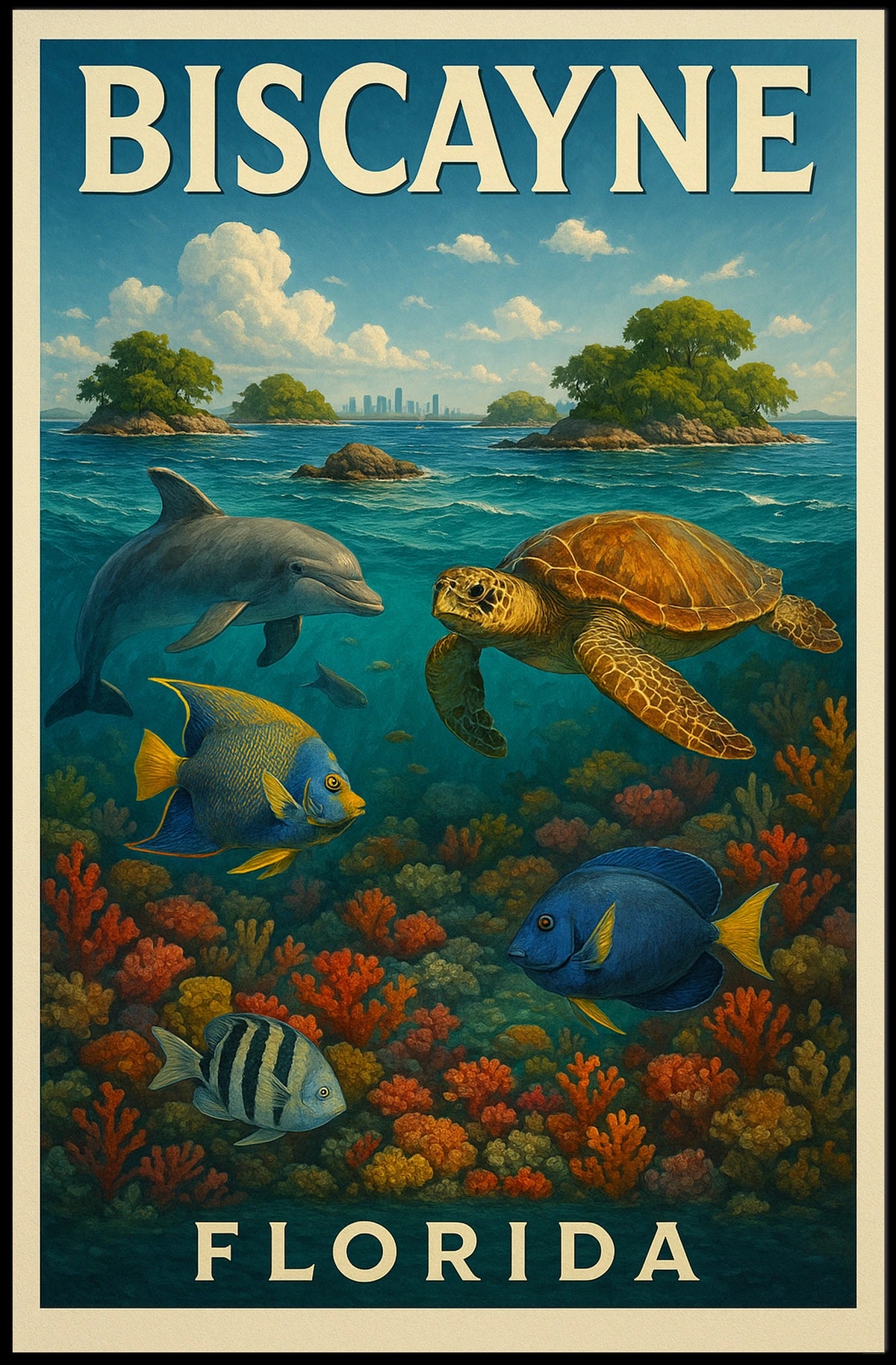 Biscayne Florida Scenic Coastal Timeless Collector Poster