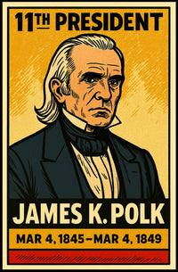 James K. Polk 11th President of the United States Inked Comic Style Poster