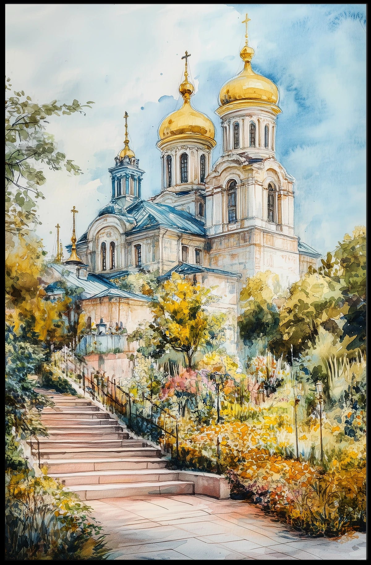 Ukraine Kyiv St Sophia Cathedral City View Landscape Poster